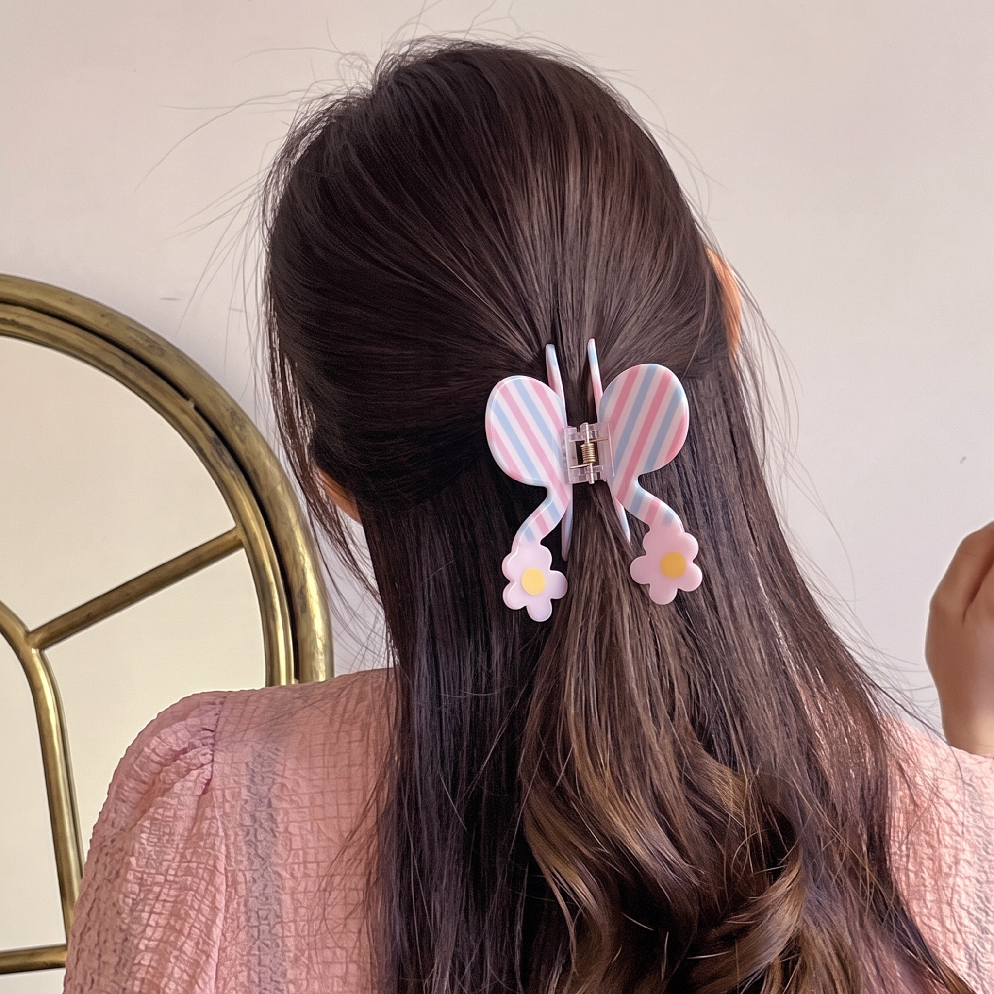 Striped Bunny Claw Clip