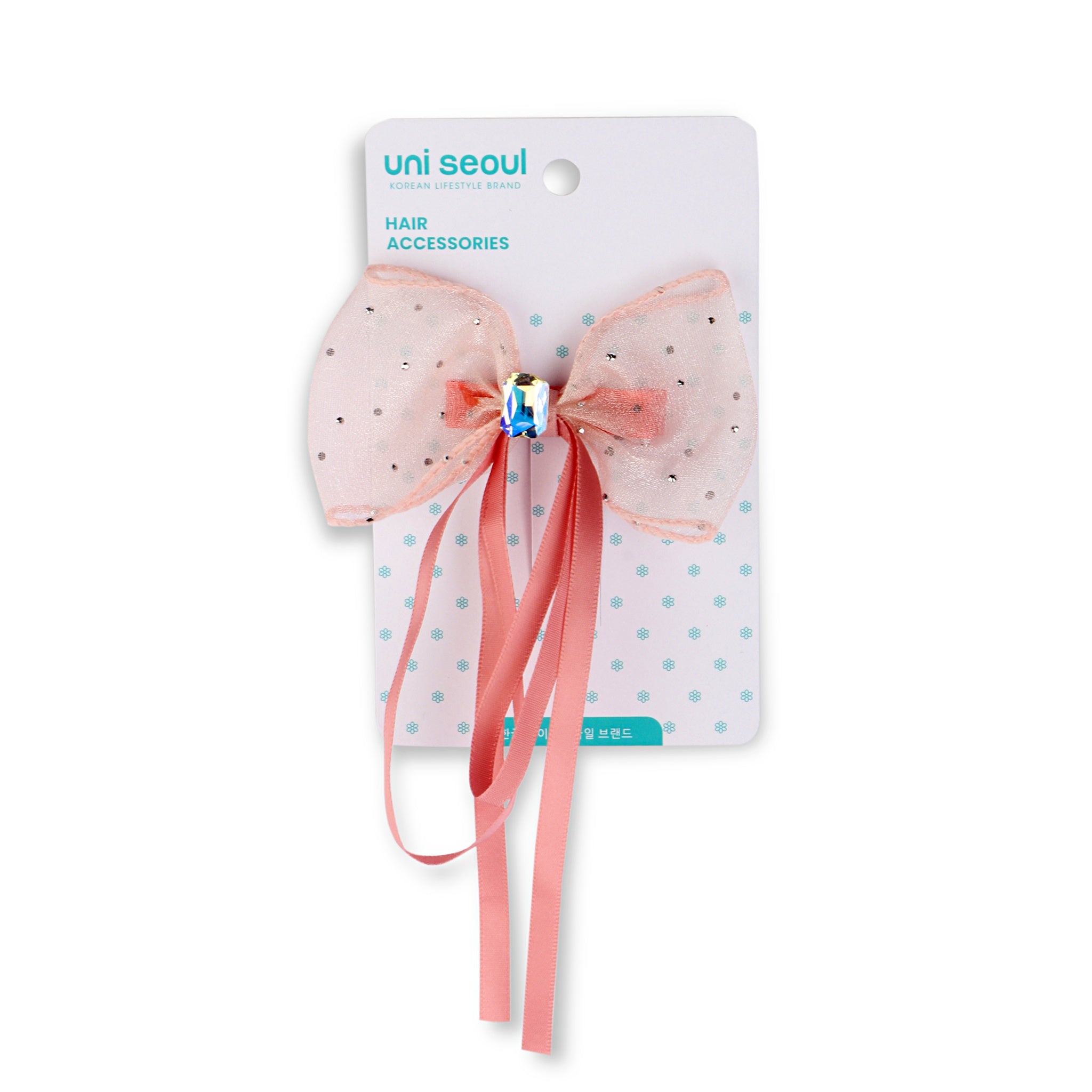 KoreanInspired Sheer Bow Hair Clip Pink Uni Seoul