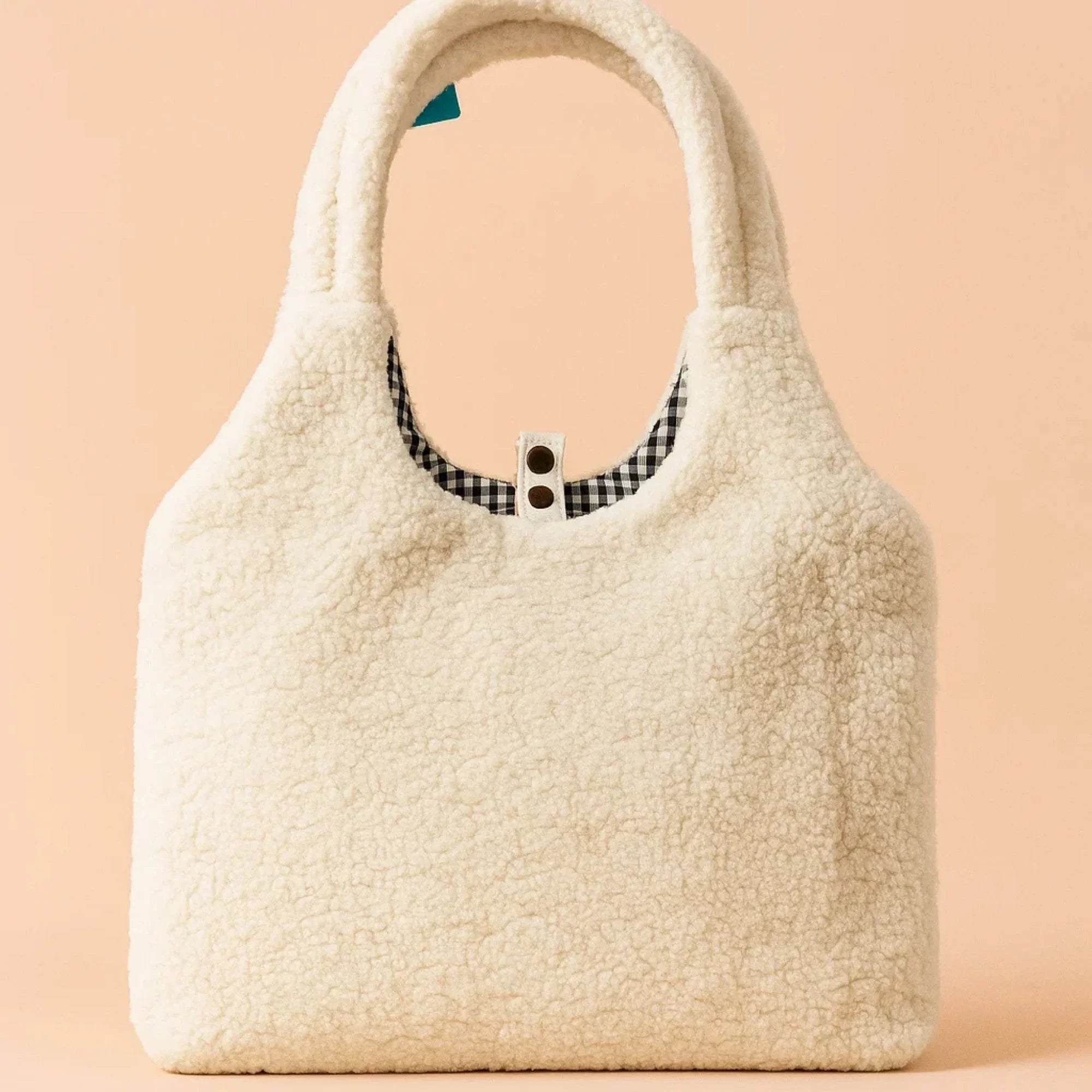 Happy Day White Furry Tote bag