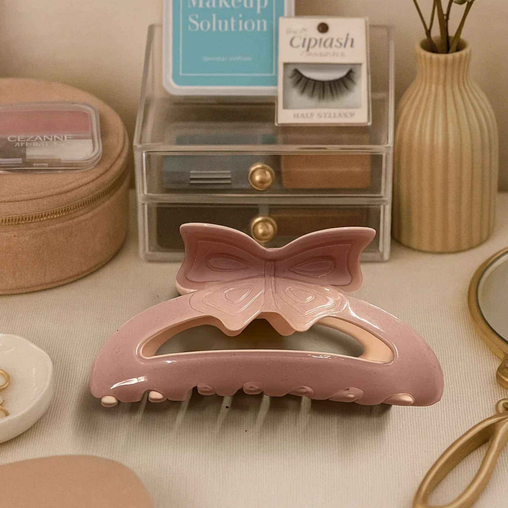 Pink Claw Clip with Butterfly