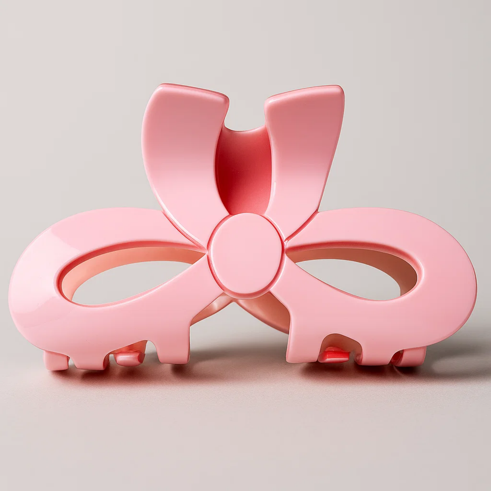 Pink Bow Shaped Solid Claw Clip
