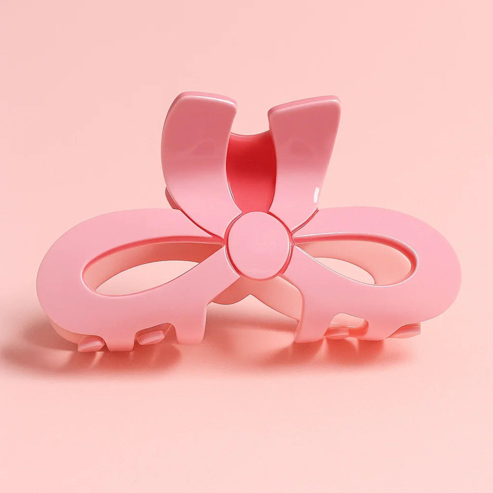 Pink Bow Shaped Solid Claw Clip