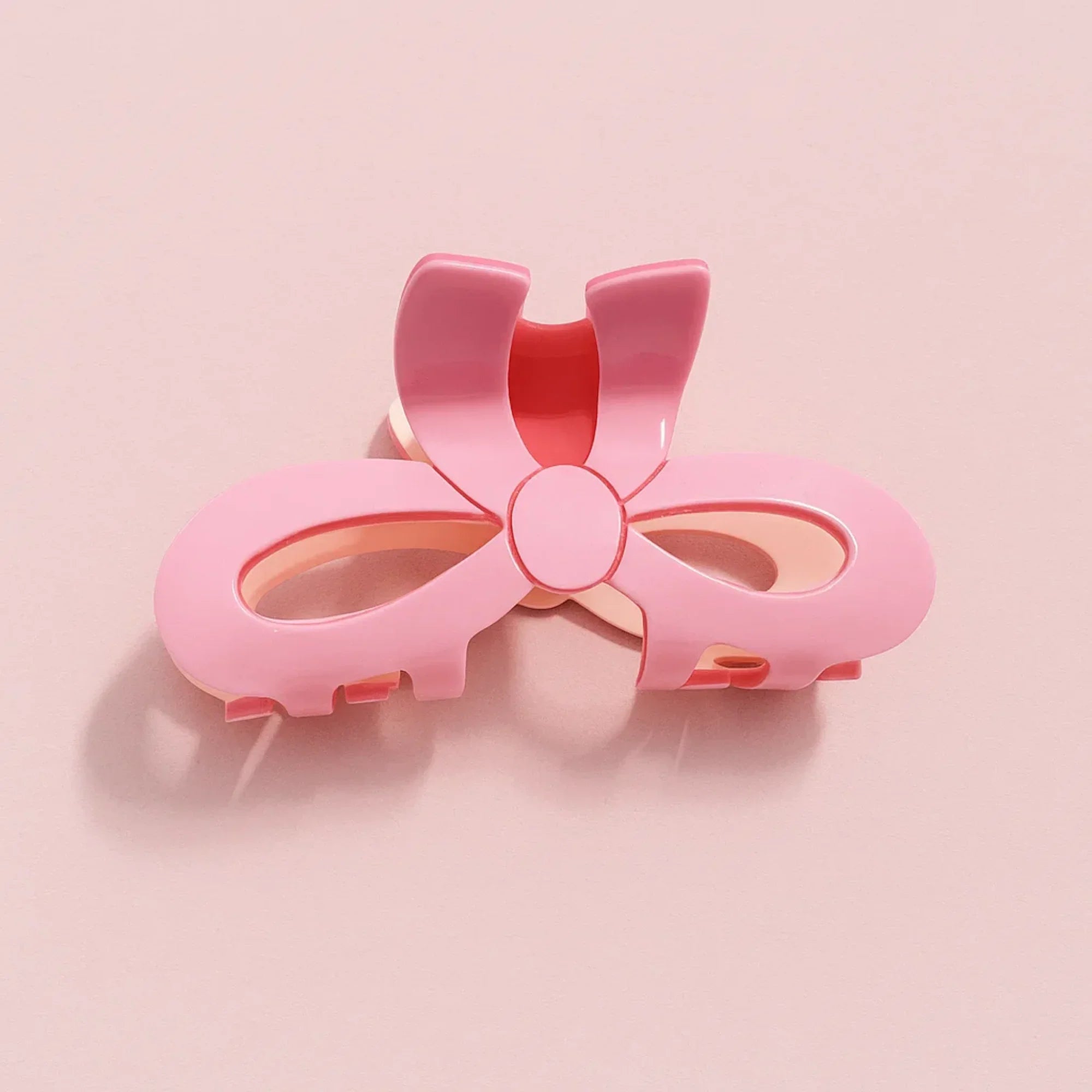 Pink Bow Shaped Solid Claw Clip