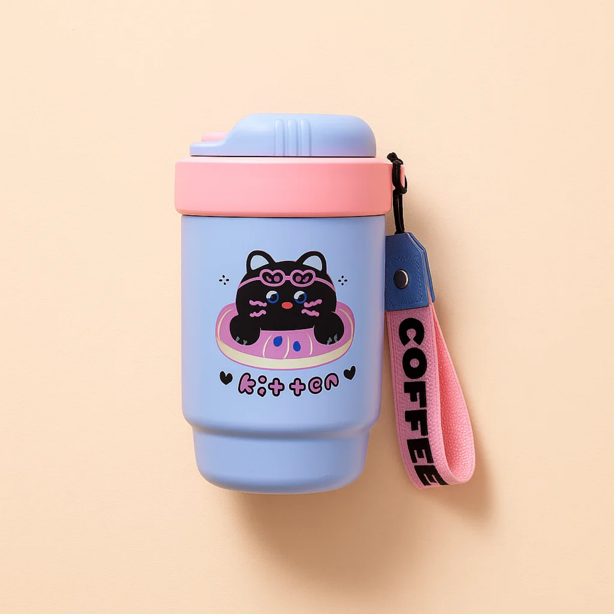 Coffee Cat Blue Stainless Steel Tumbler (small)