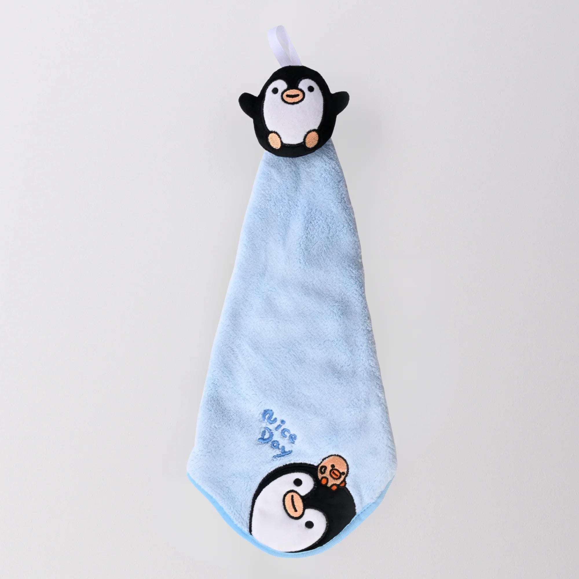 Penguin Plush Towel Blue