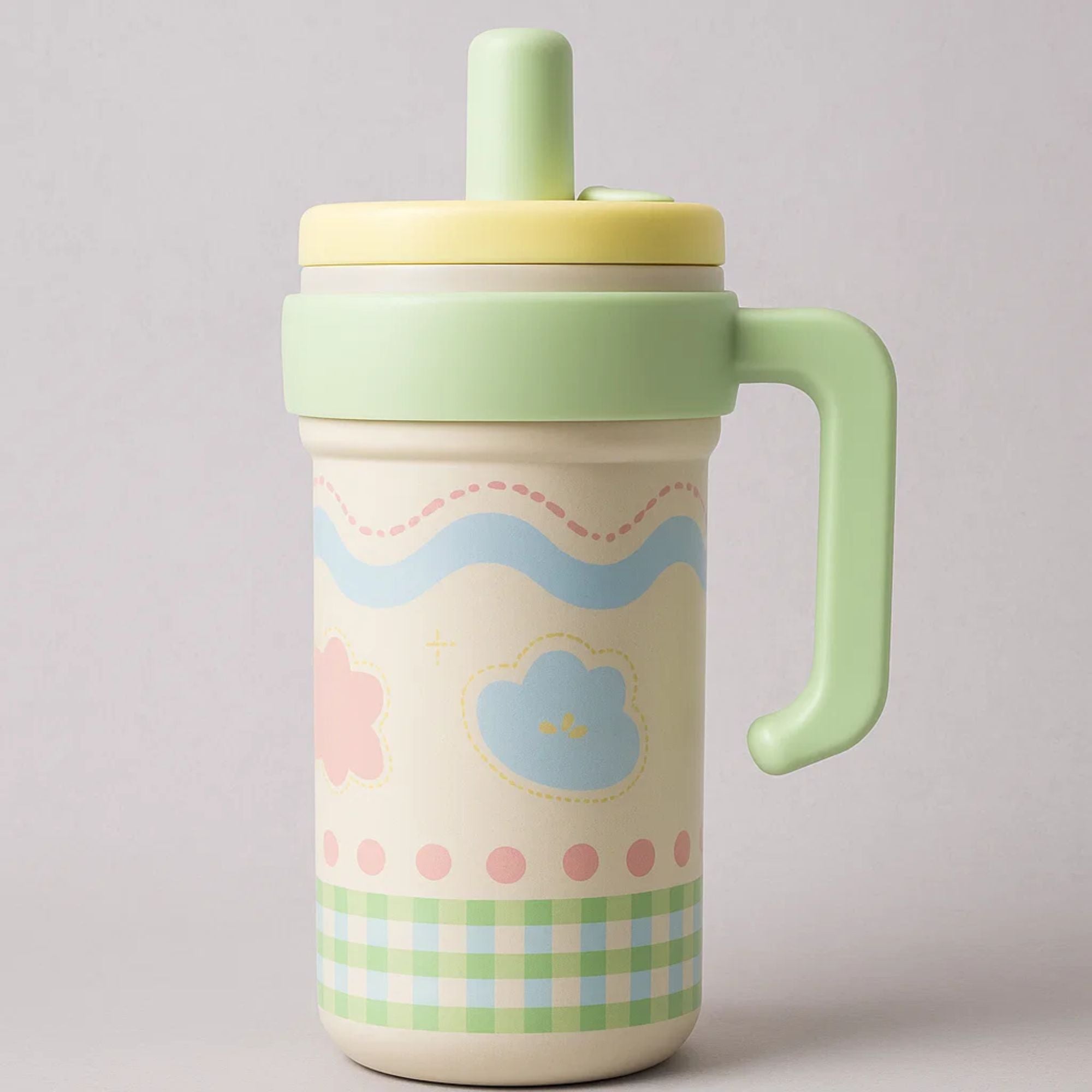 Green Gingham Stainless Steel Tumbler