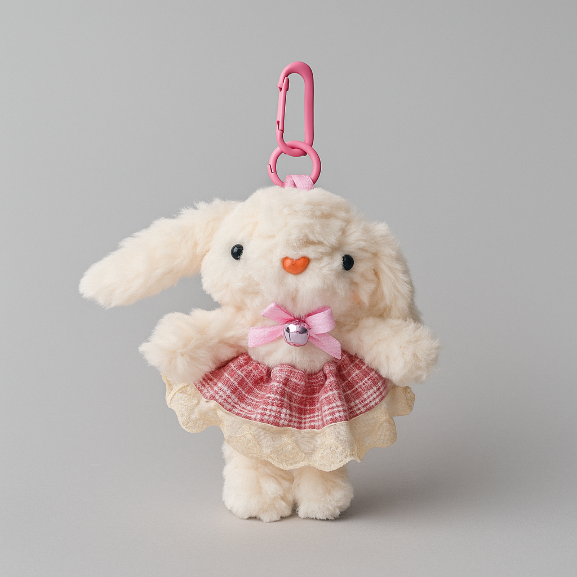 Pink Dress Bunny Plushie Keyring