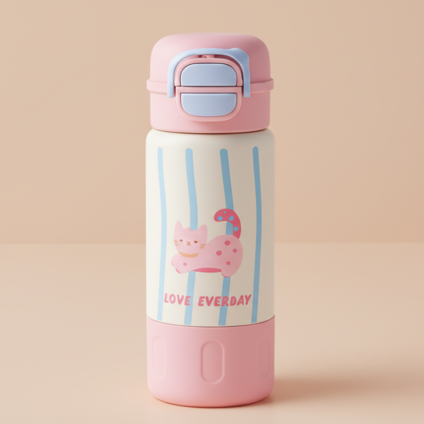 Love Everyday Pink Cat Stainless Steel Tumbler