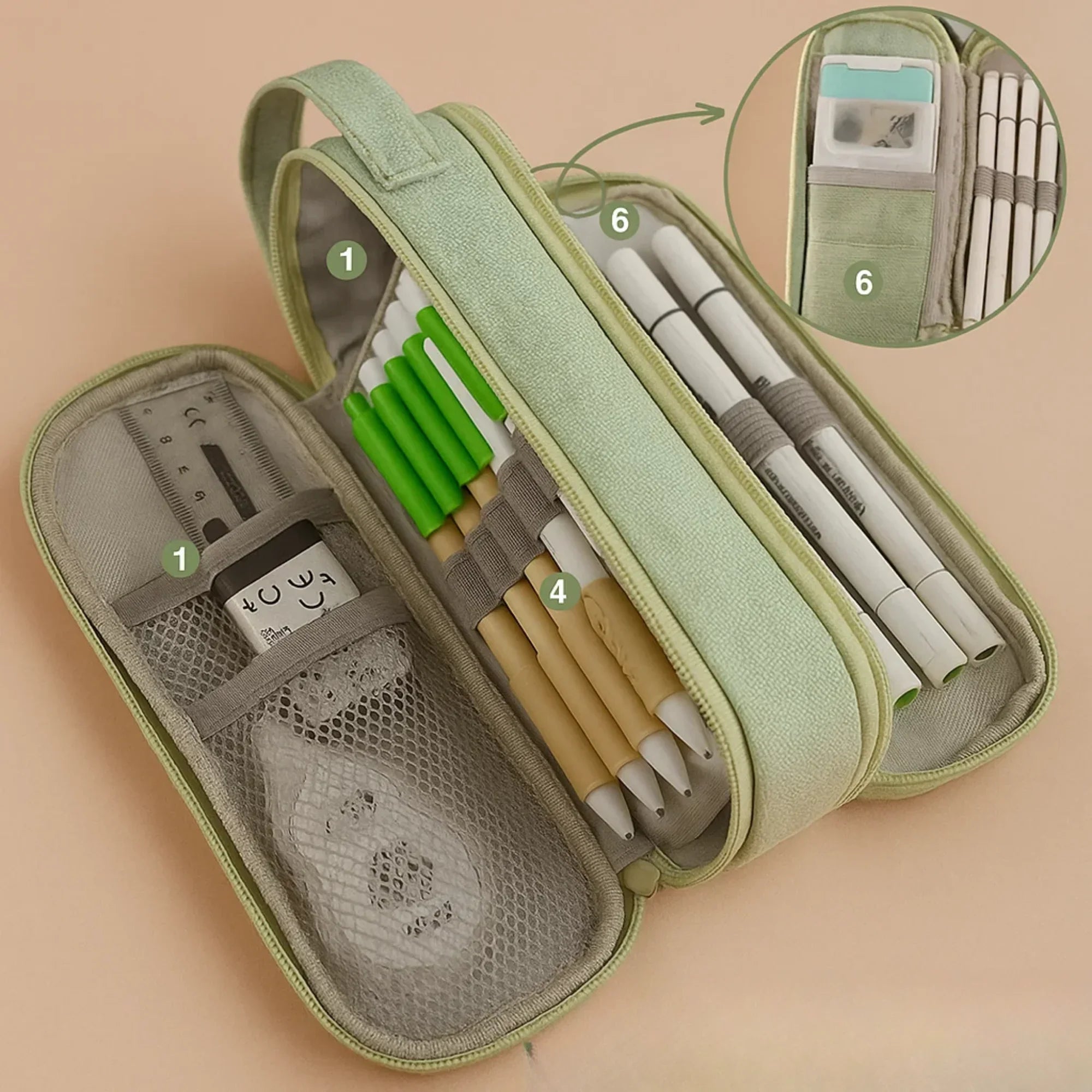 Panda Pencil Pouch - Green