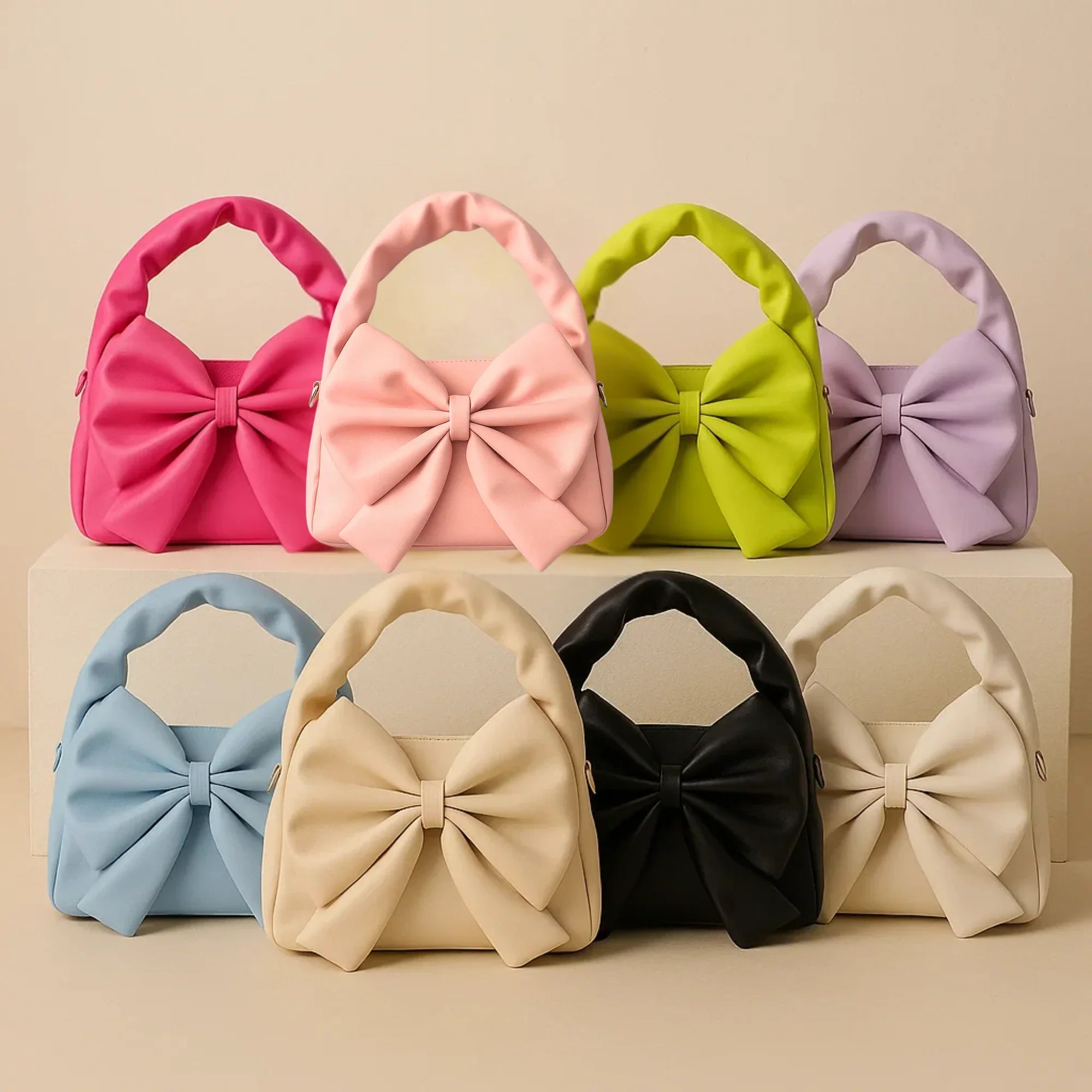 Cute Bow Sling Bag - Beige