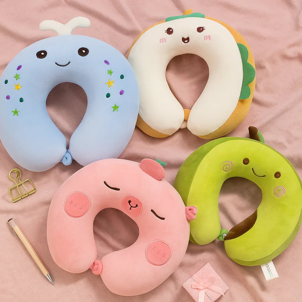 Pink Capybara Neck Pillow (Memory Foam)