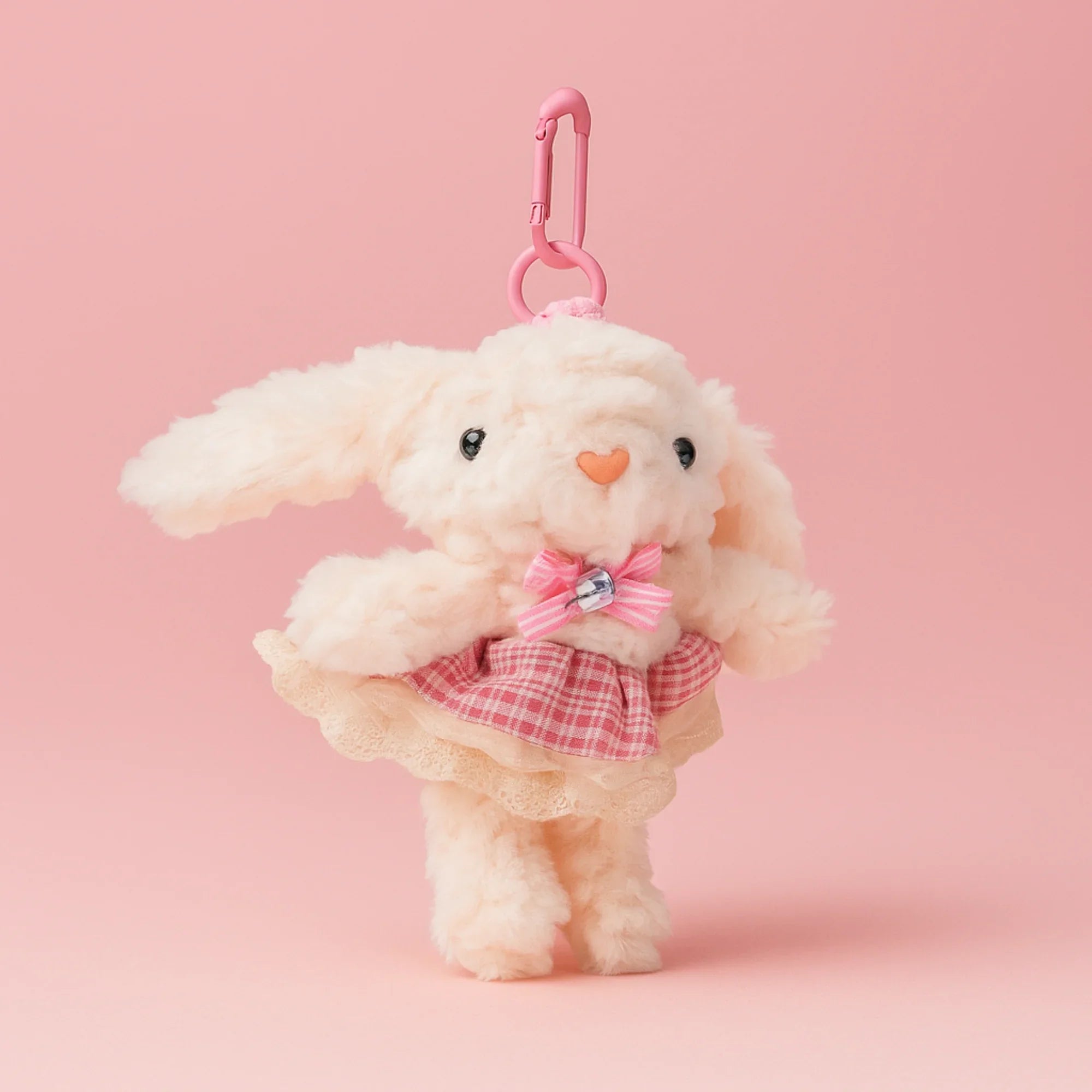Pink Dress Bunny Plushie Keyring