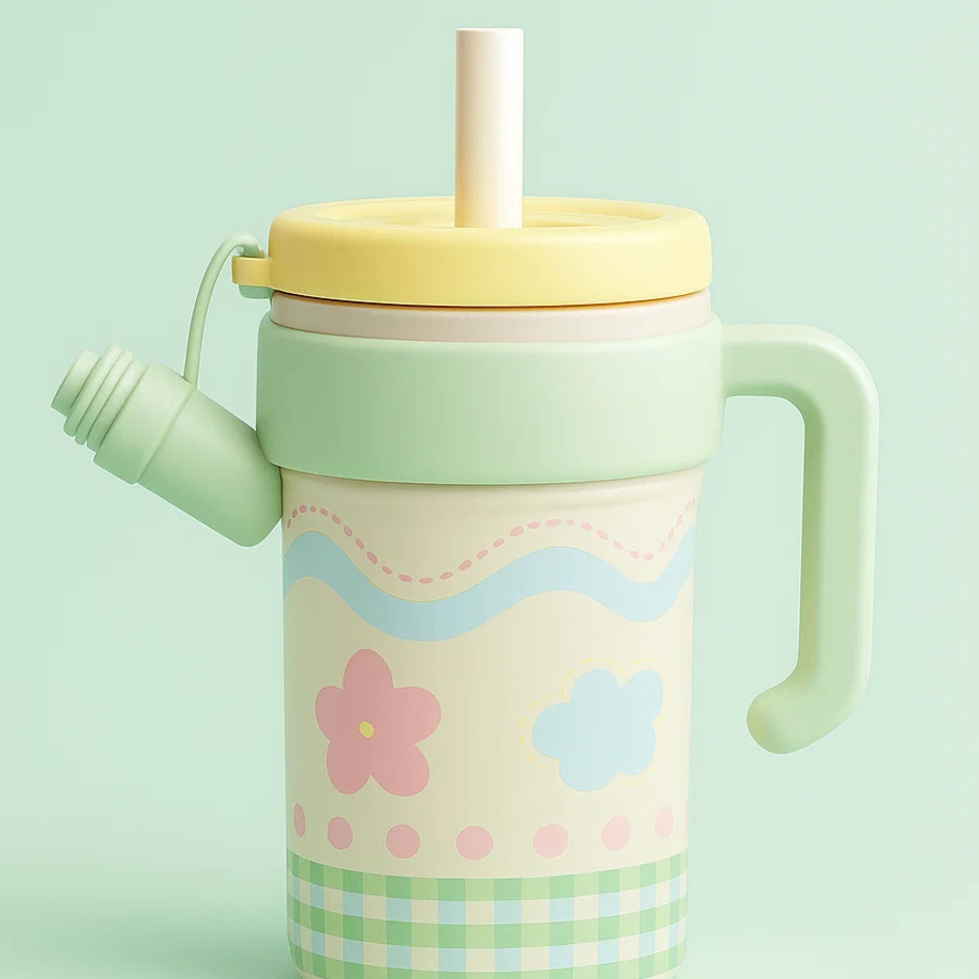 Green Gingham Stainless Steel Tumbler