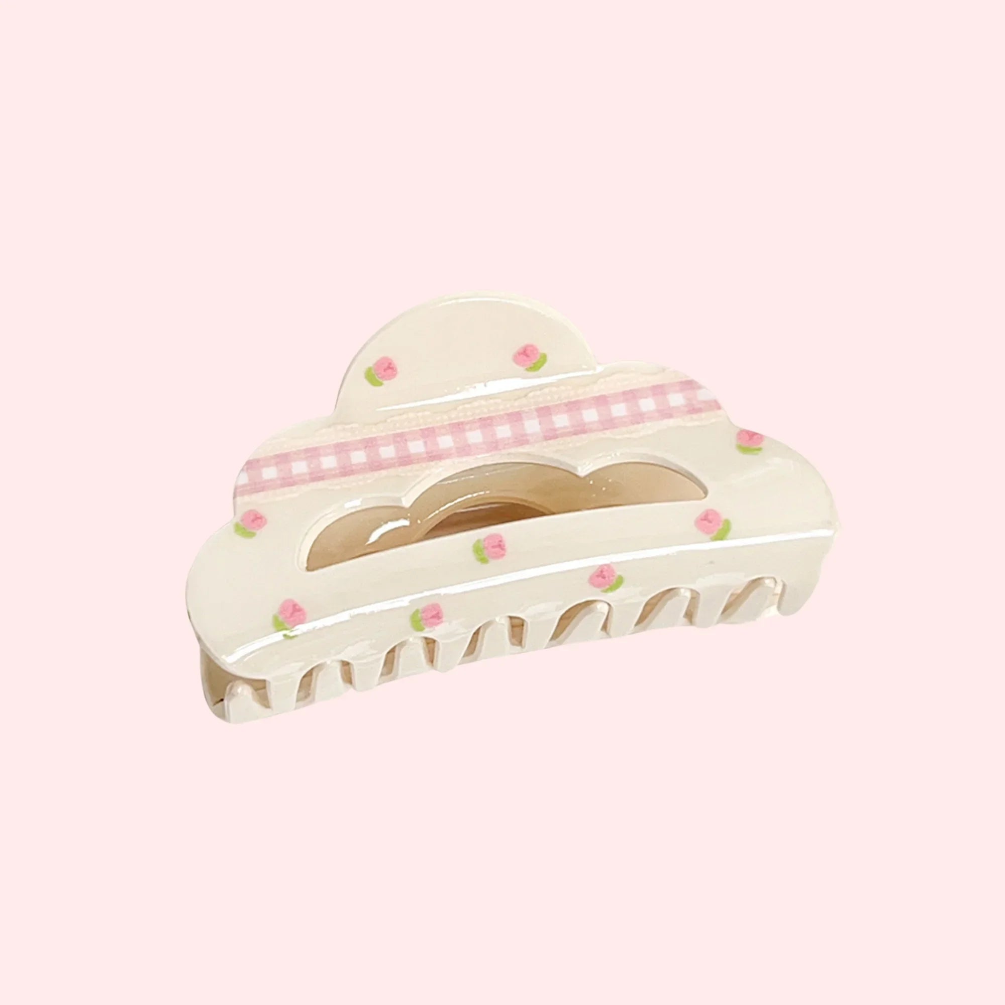 Gingham and Flowers Claw Clip
