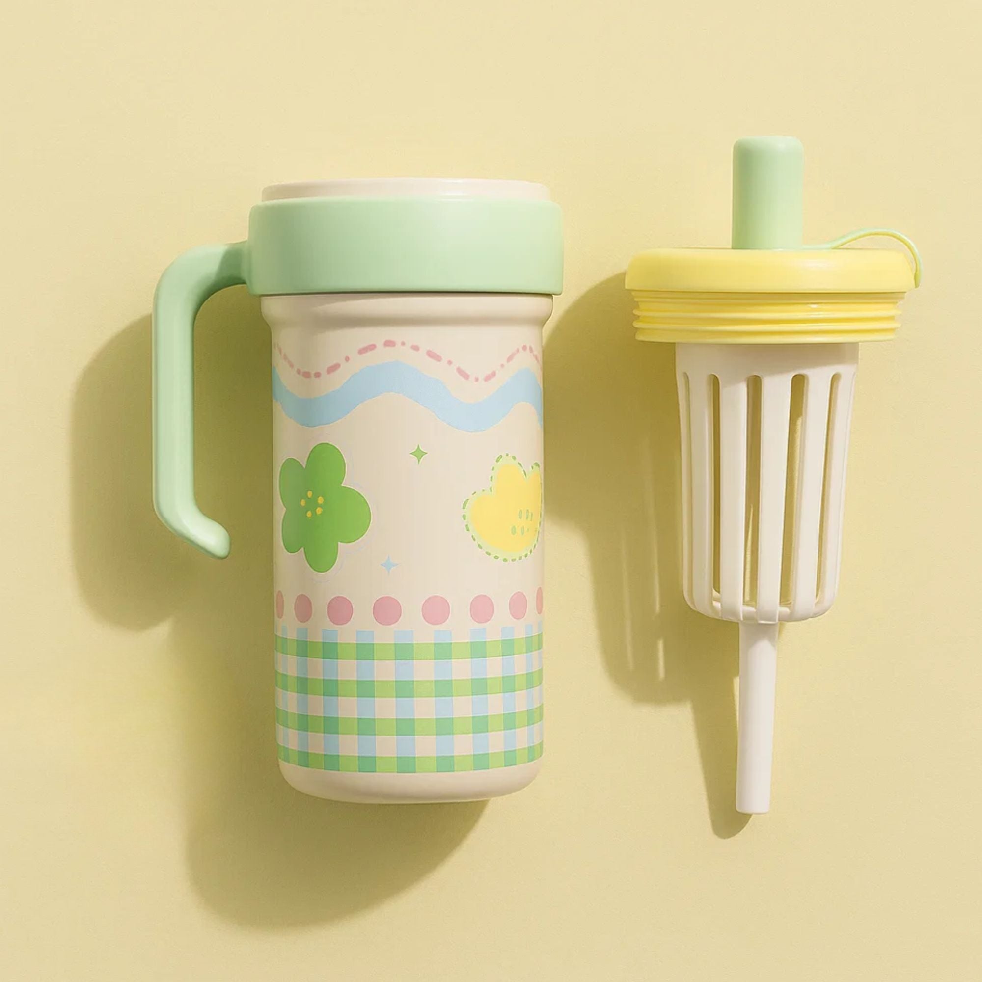 Green Gingham Stainless Steel Tumbler