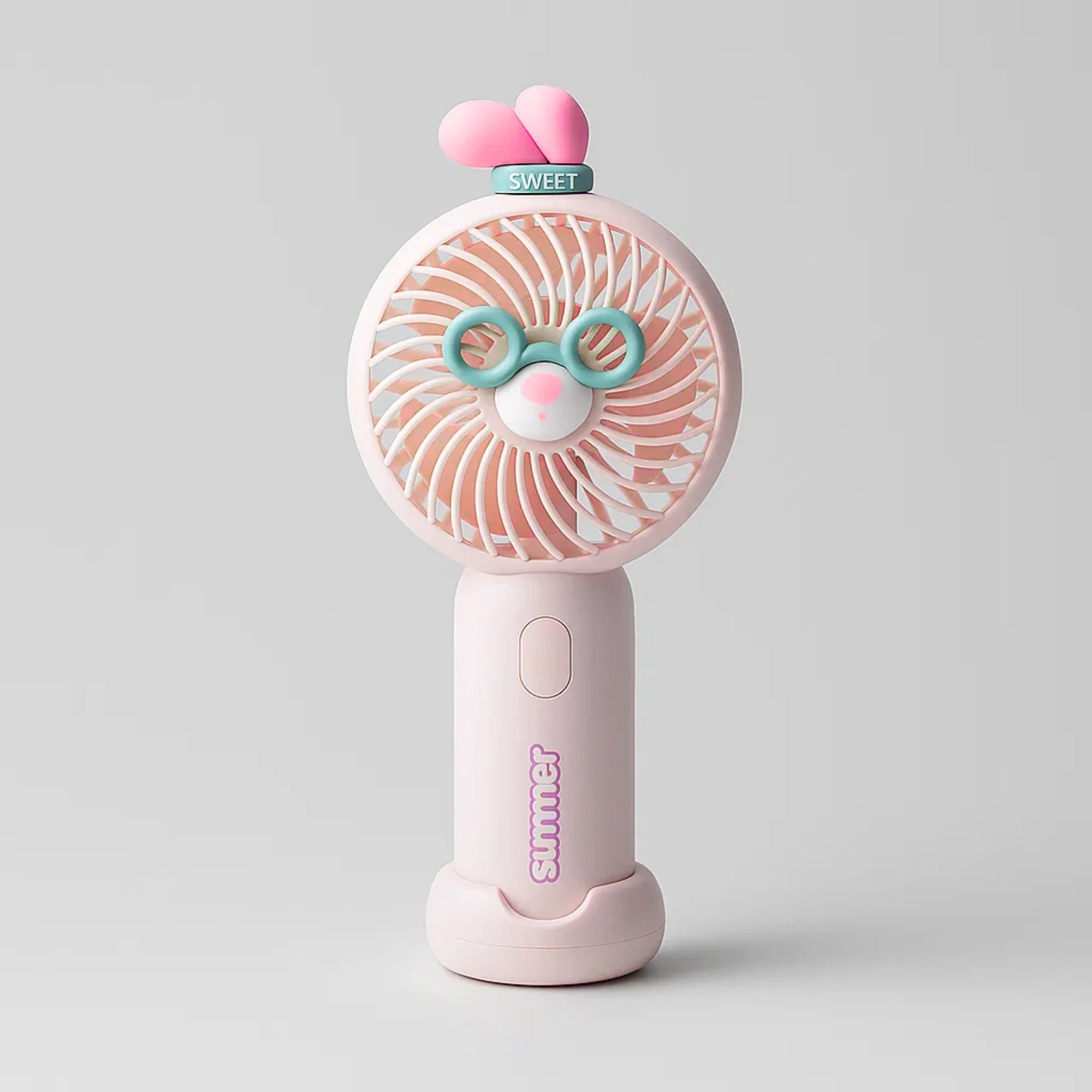 Goggle Cat Portable Fan Pink