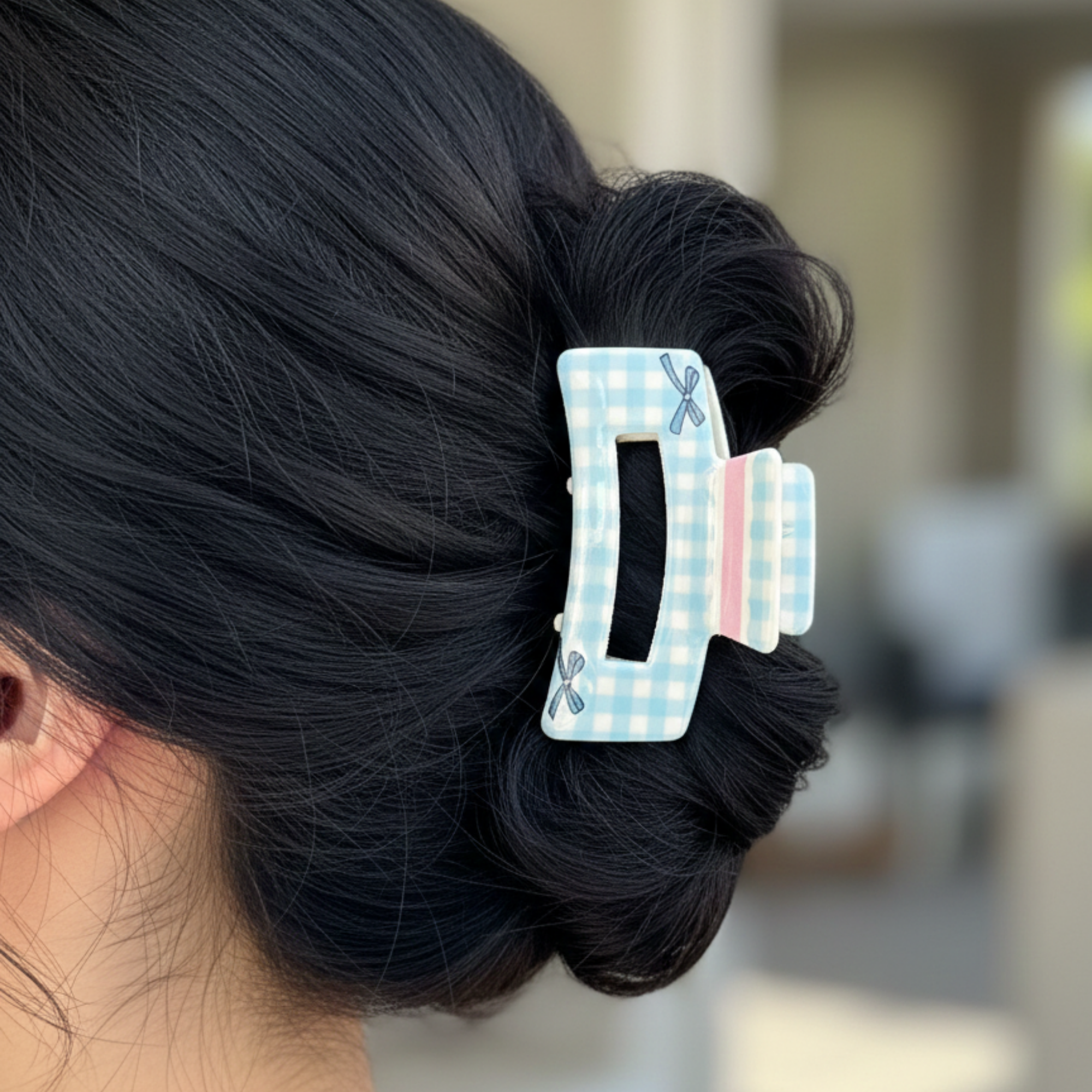 Gingham Bows Claw Clip
