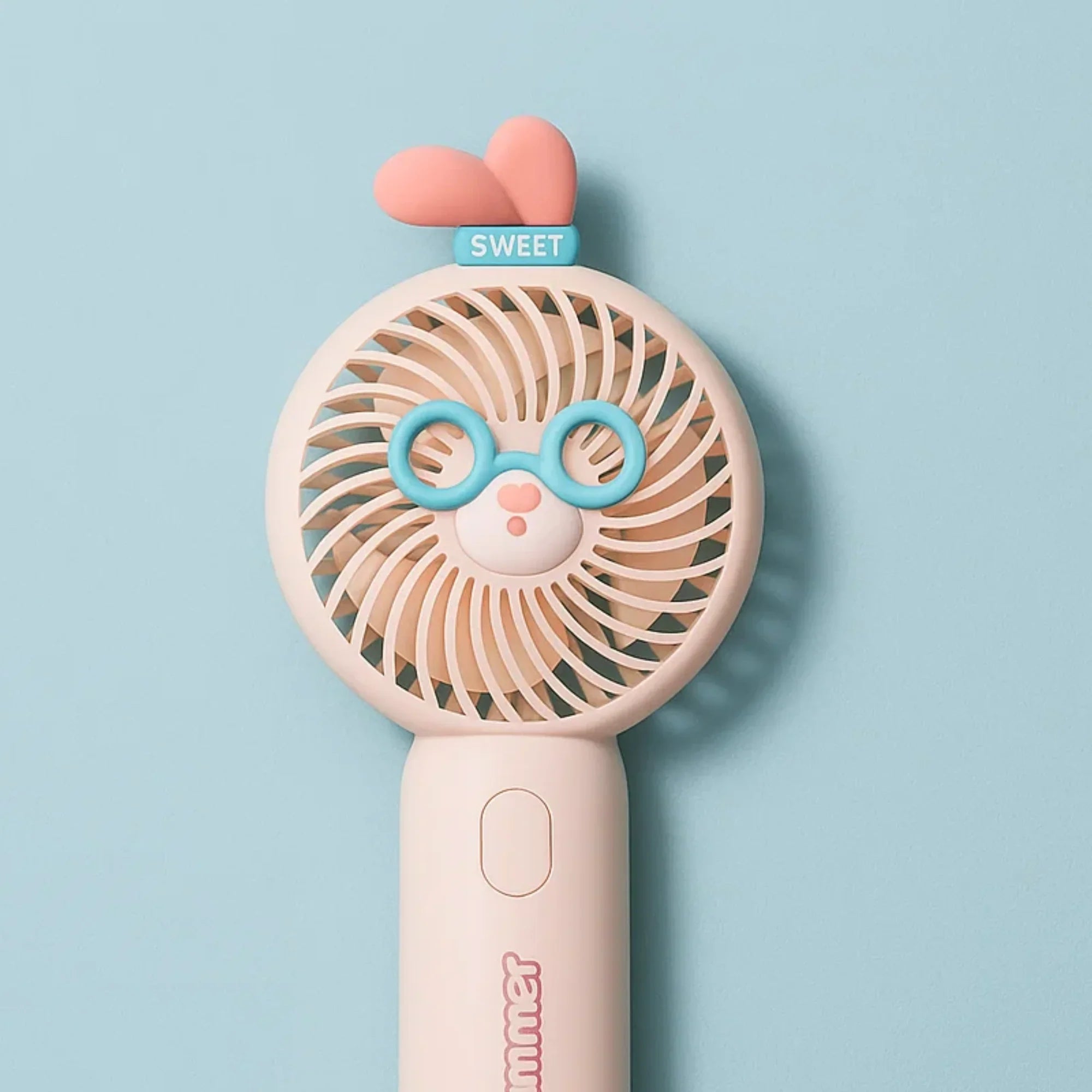 Goggle Cat Portable Fan Pink