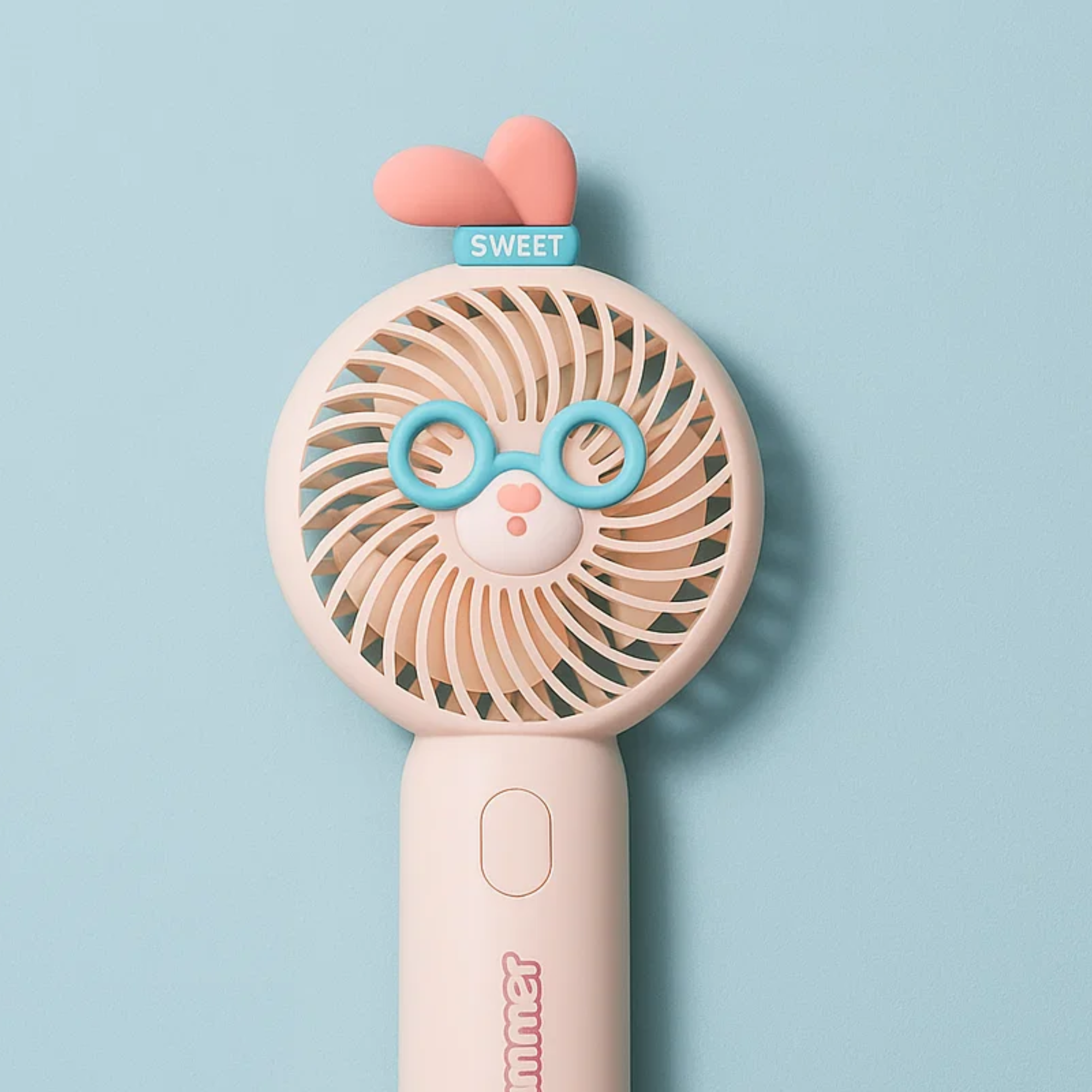 Goggle Cat Portable Fan Pink