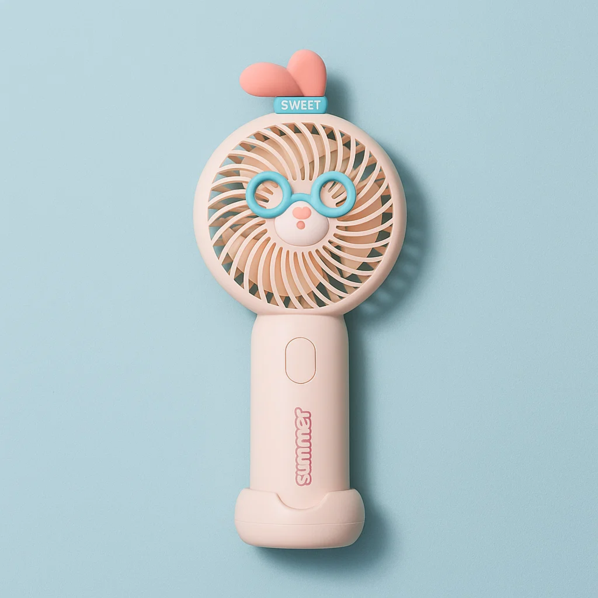 Goggle Cat Portable Fan Pink