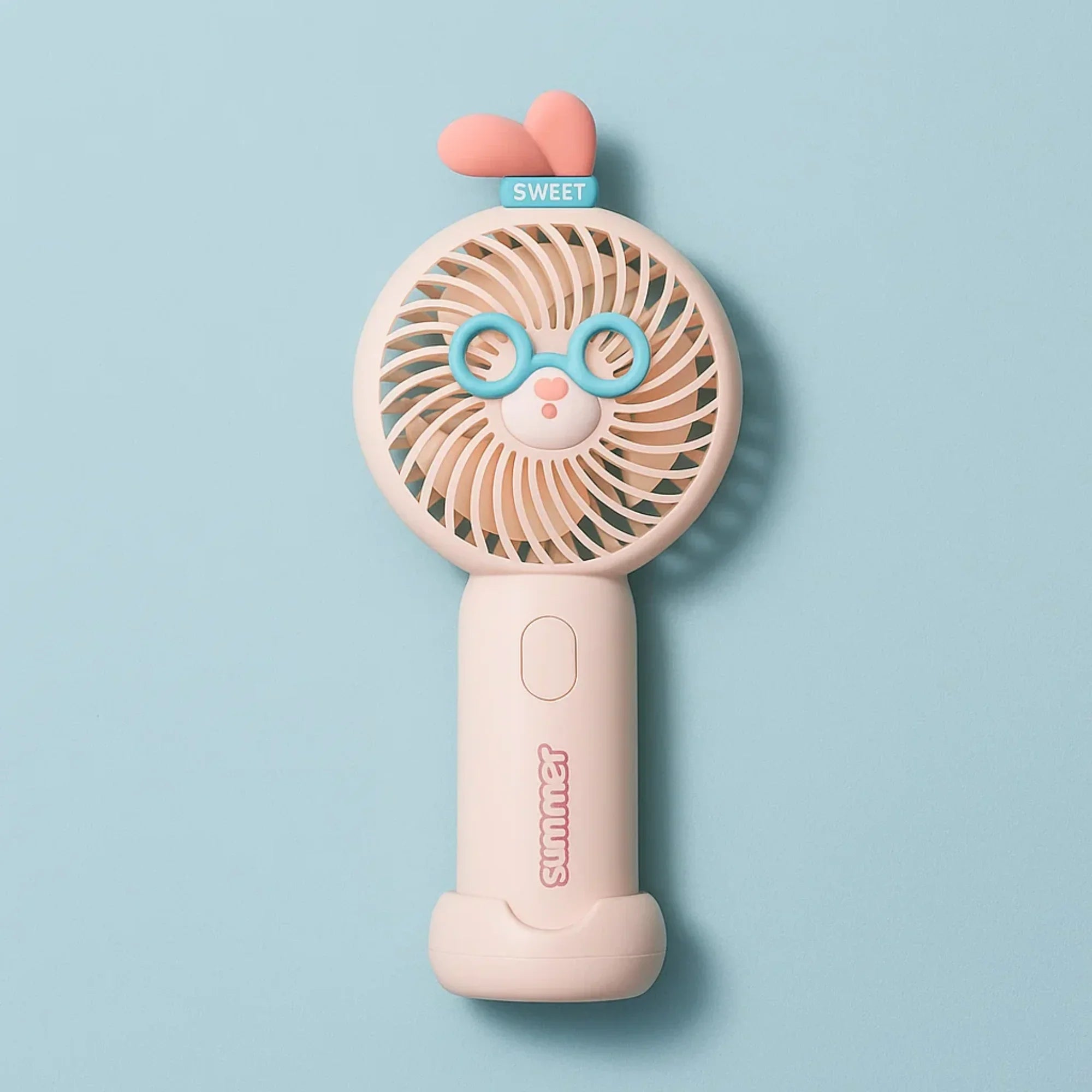 Goggle Cat Portable Fan Pink