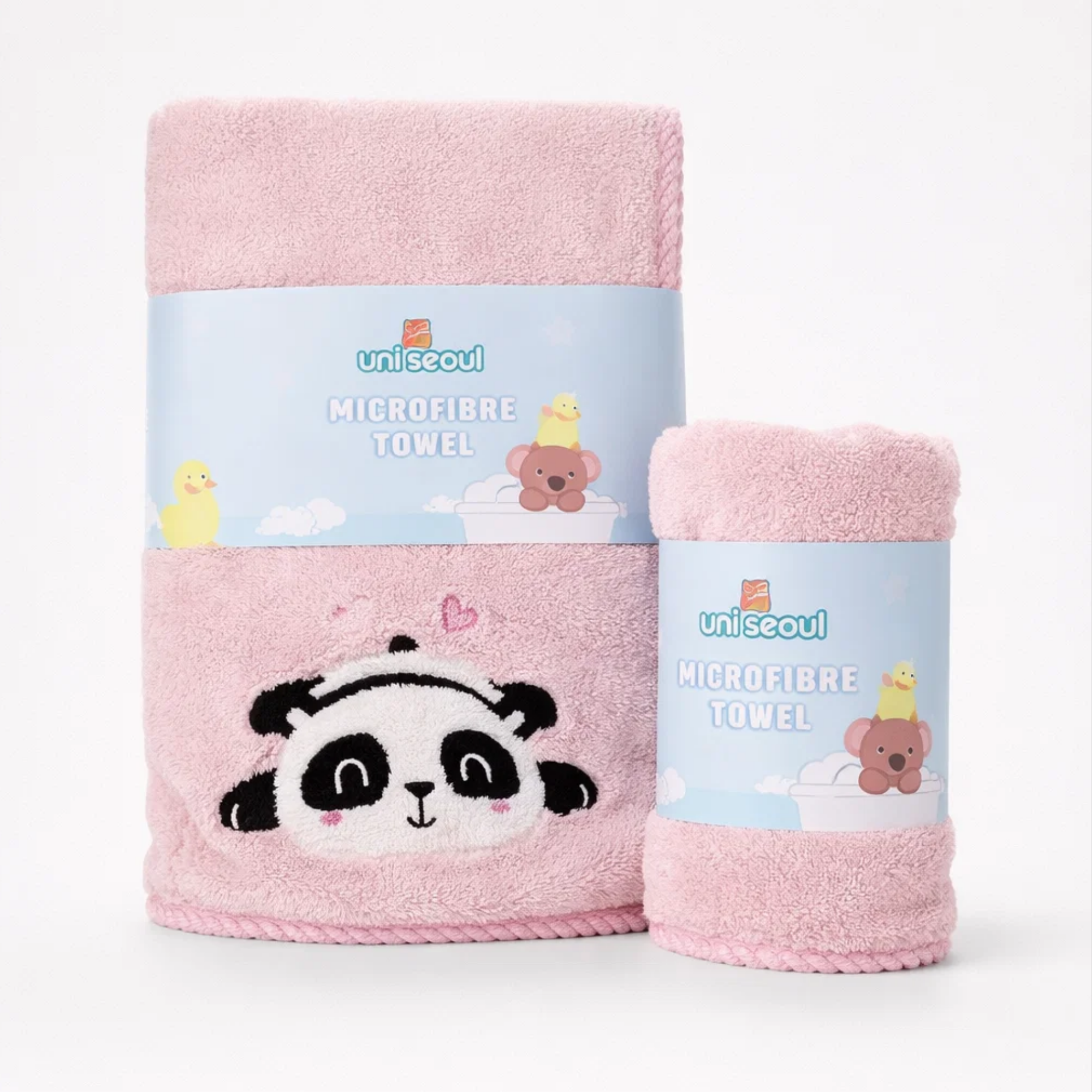 Panda Microfibre Towels Pink