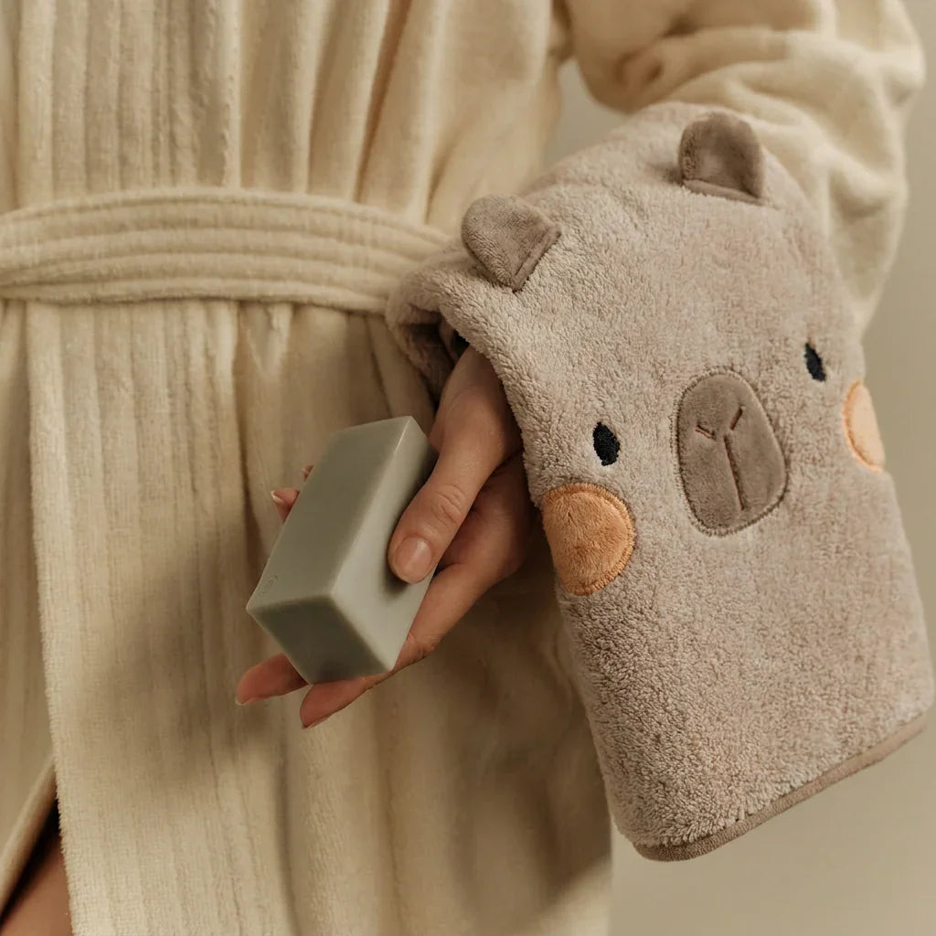 Cozy Bear Hand Towel Brown