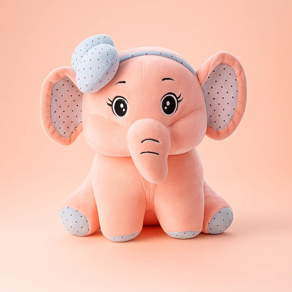 Bow Elephant Plush Toy Pink - Large