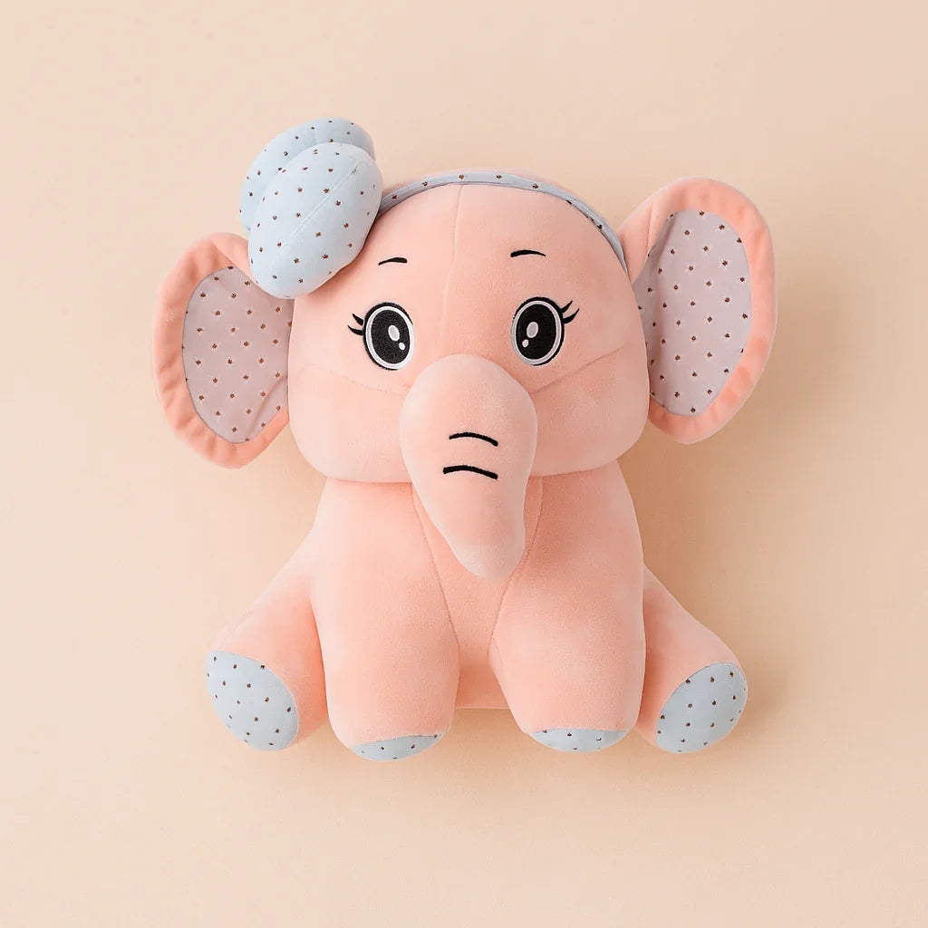Bow Elephant Plush Toy Pink - Large