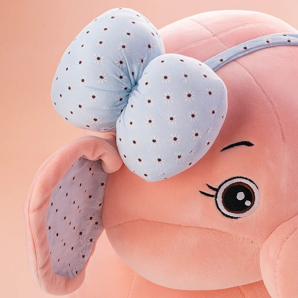 Bow Elephant Plush Toy Pink - Large