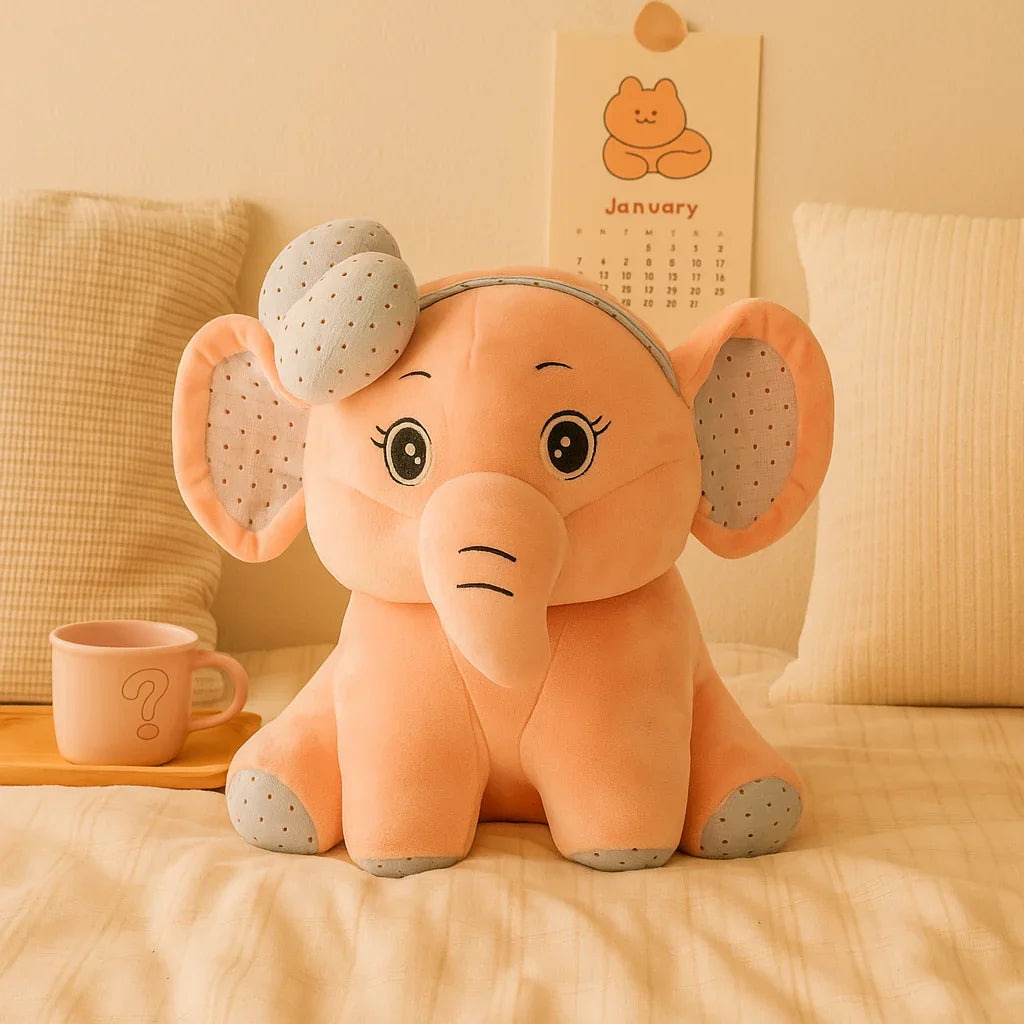Bow Elephant Plush Toy Pink - Large