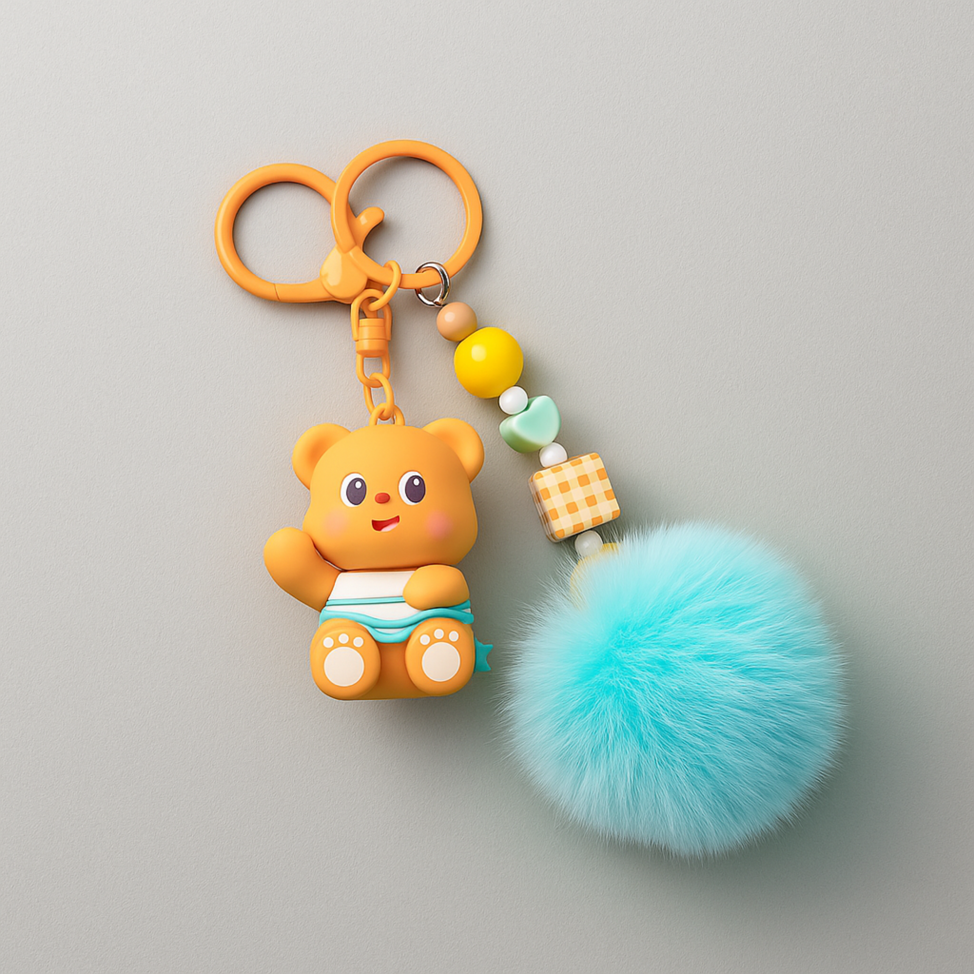 Butterbear with Blue Furball Silicone Keyring