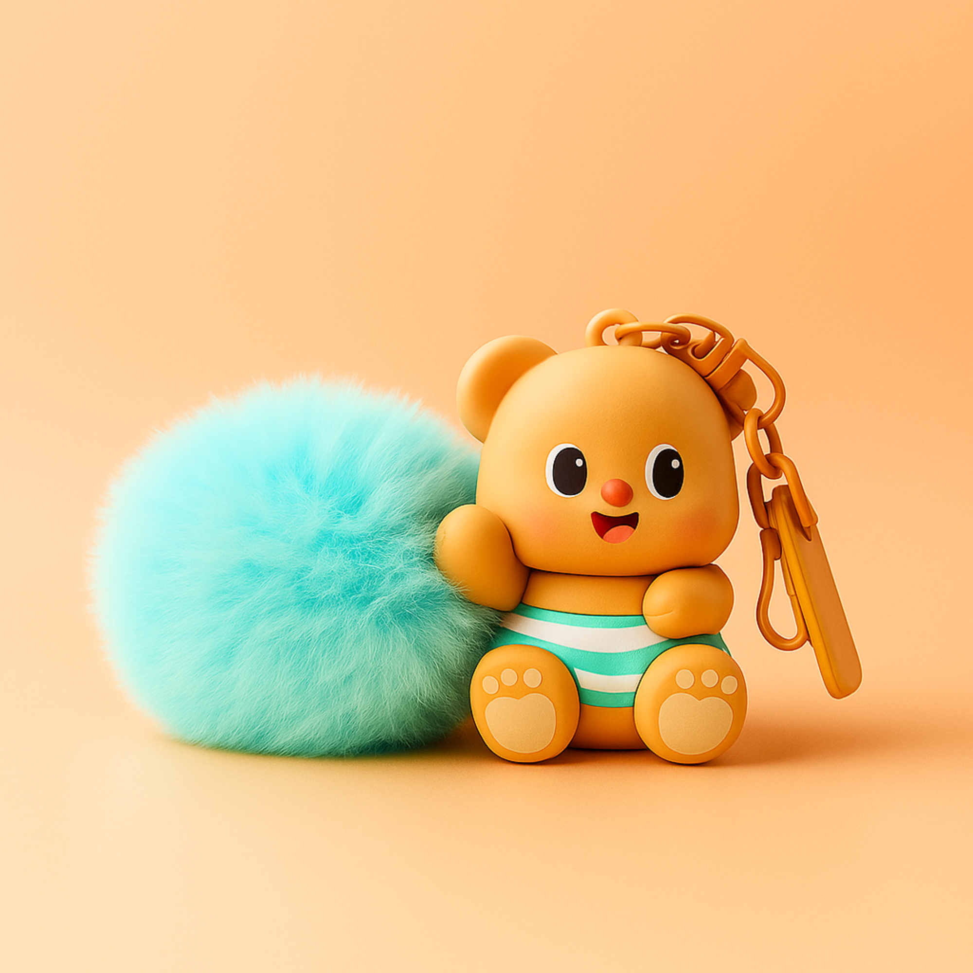 Butterbear with Blue Furball Silicone Keyring