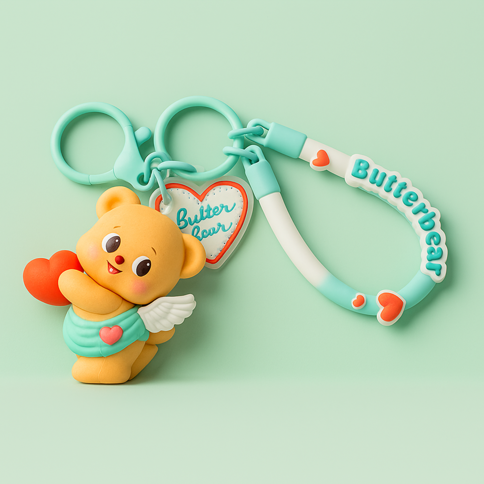 Butterbear with Heart and Wings Plushie Keyrings
