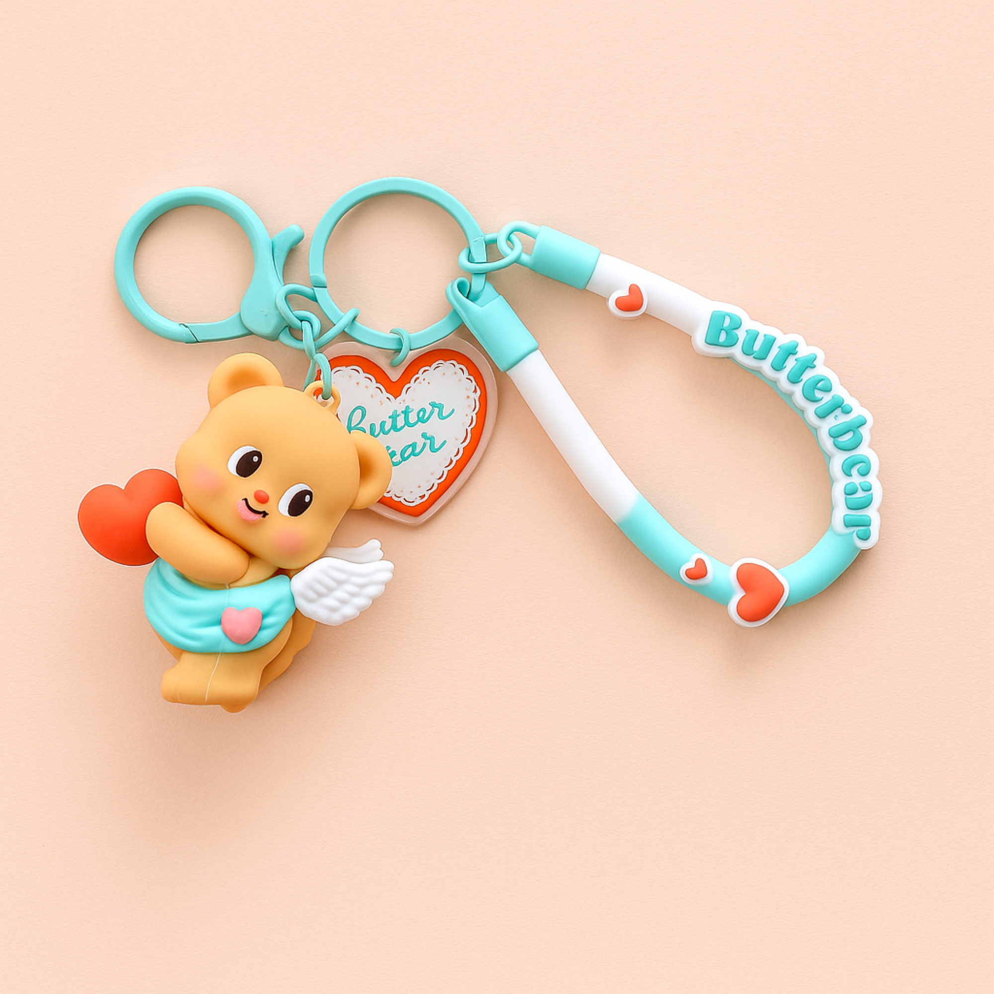 Butterbear with Heart and Wings Plushie Keyrings