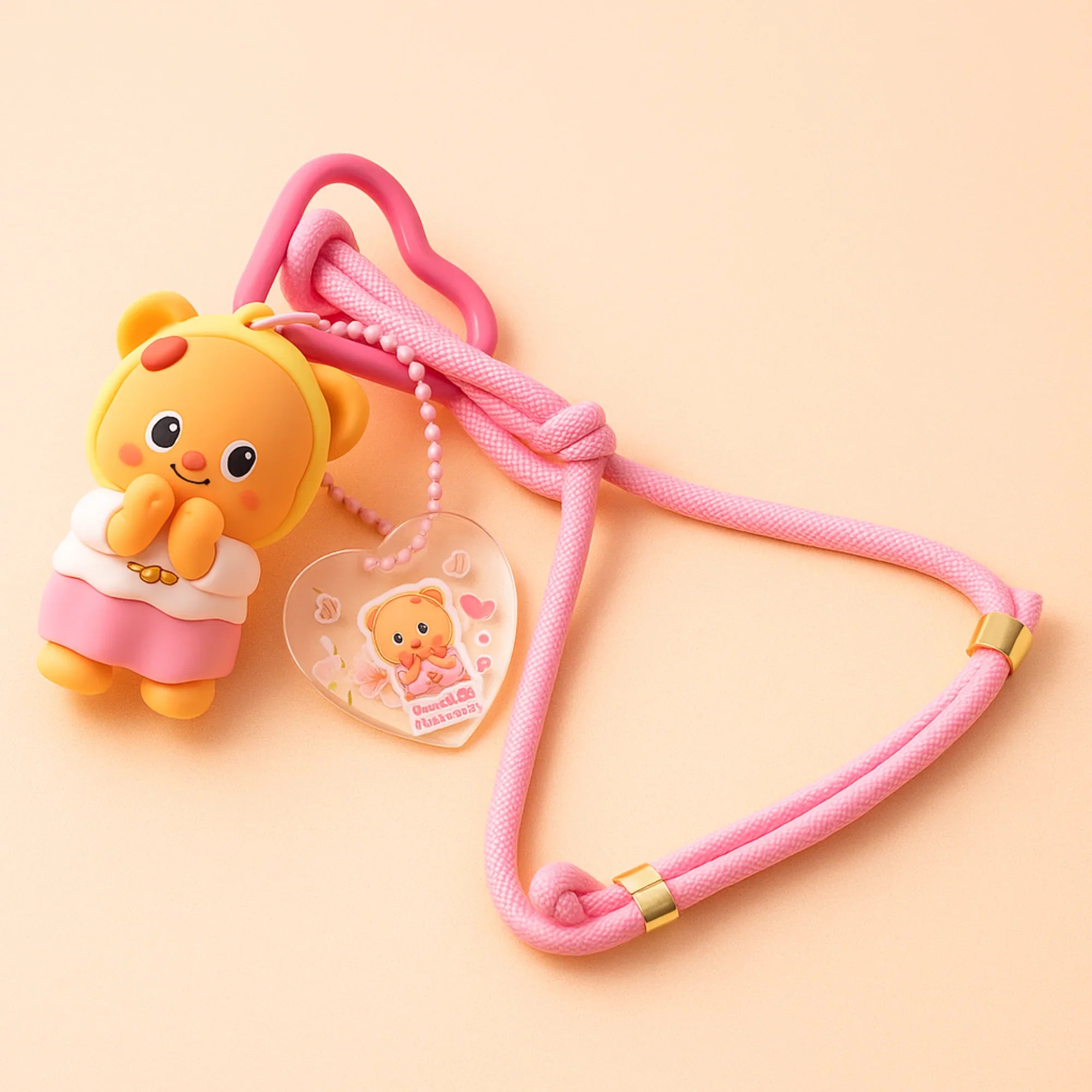 Butterbear with Pink Bow Pants Silicone Keyring