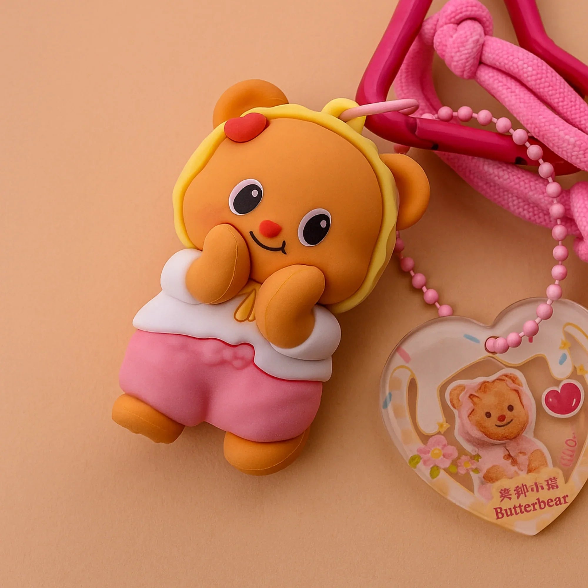 Butterbear with Pink Bow Pants Silicone Keyring
