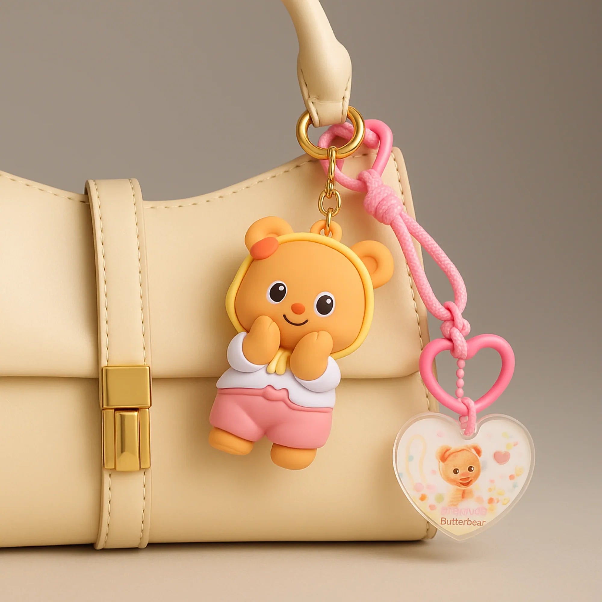 Butterbear with Pink Bow Pants Silicone Keyring