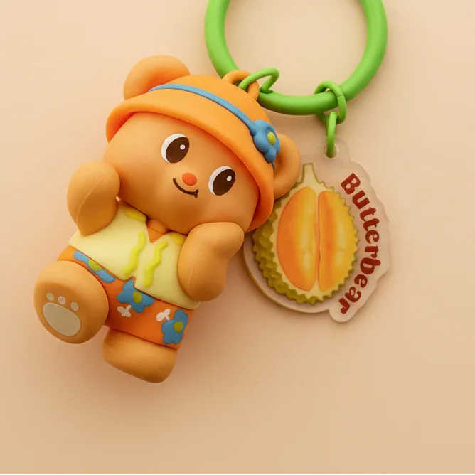 Butterbear Yellow Hat Silicone Keyring