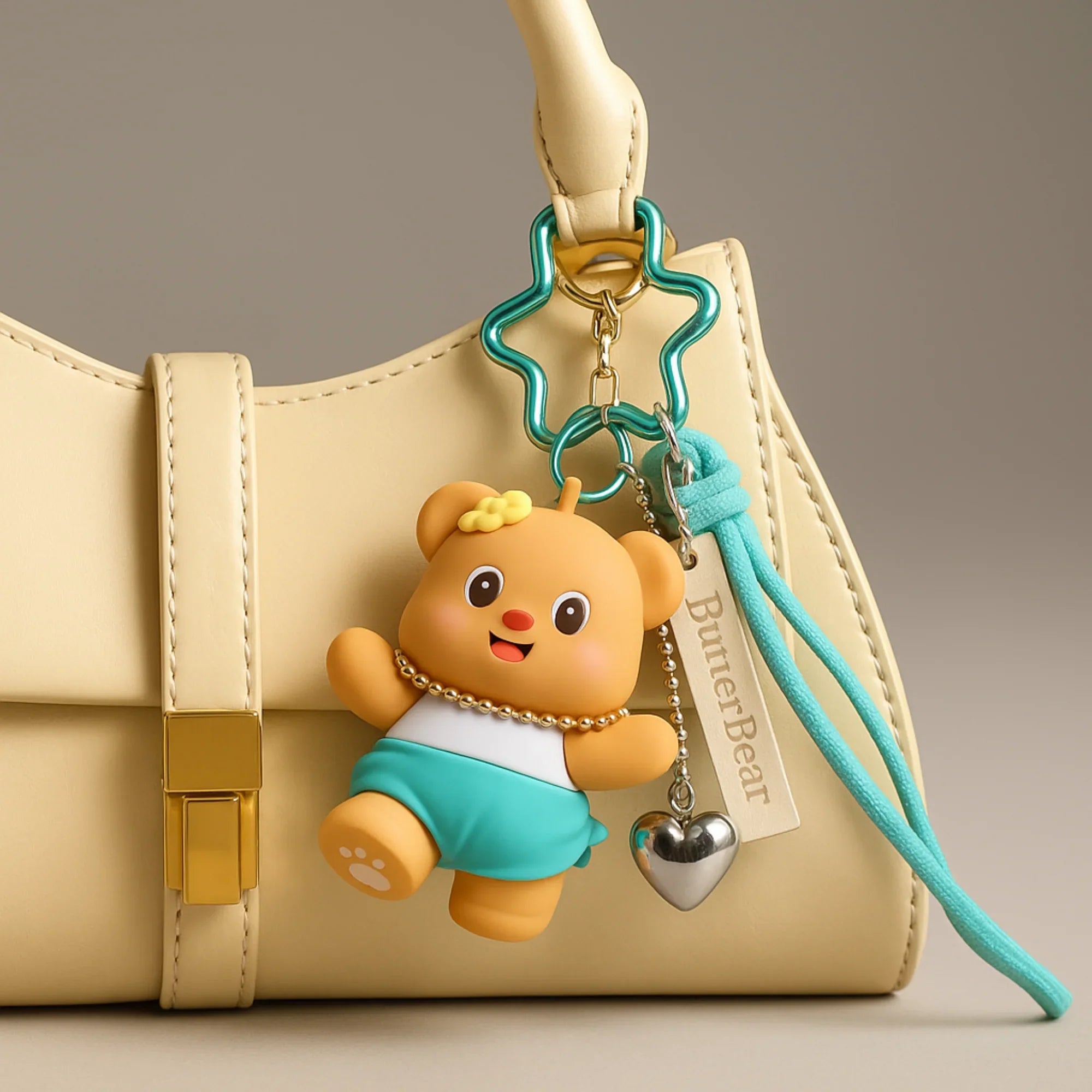 Butterbear with Blue Pants Silicone Keyring