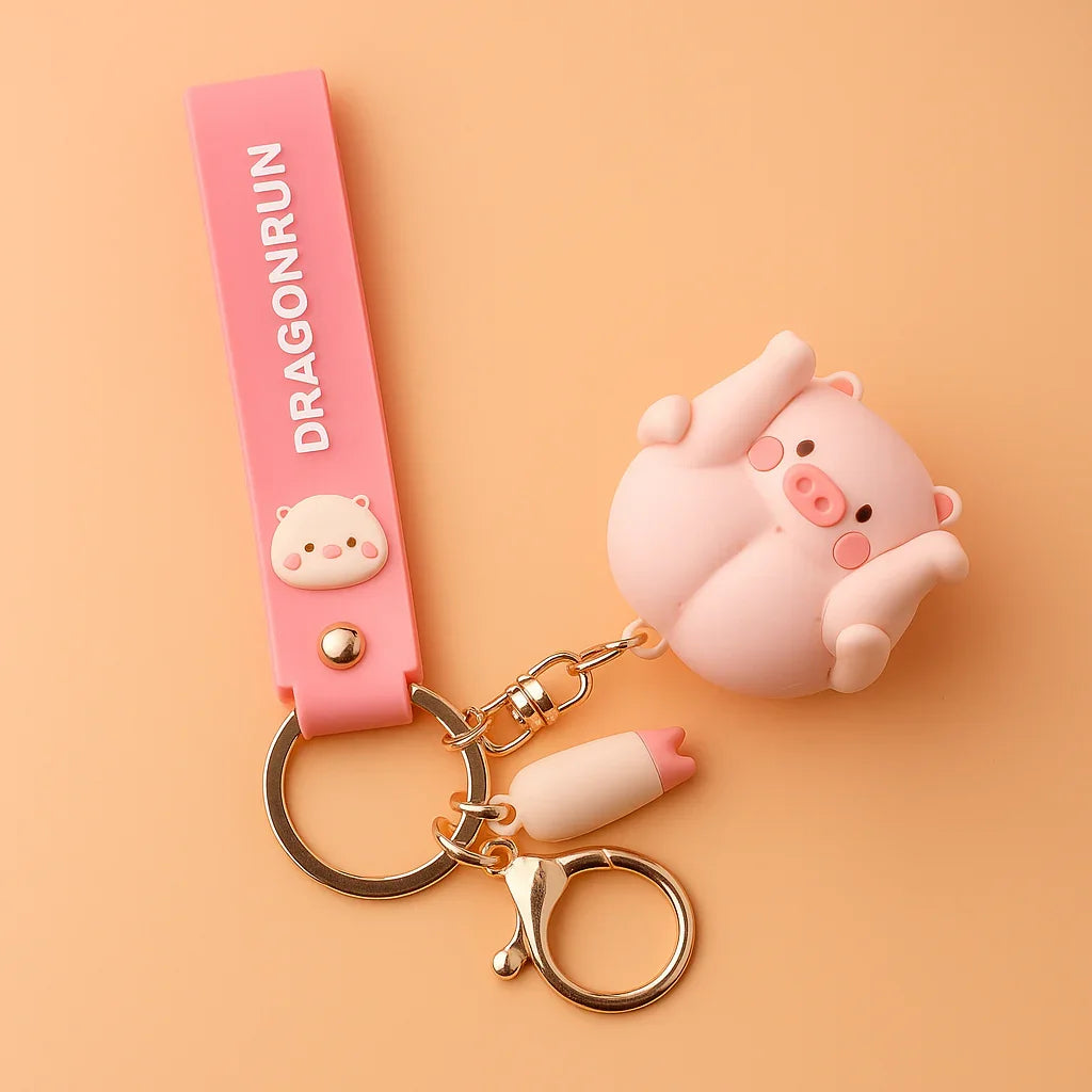 Upside Down Piggy Silicone Keyring
