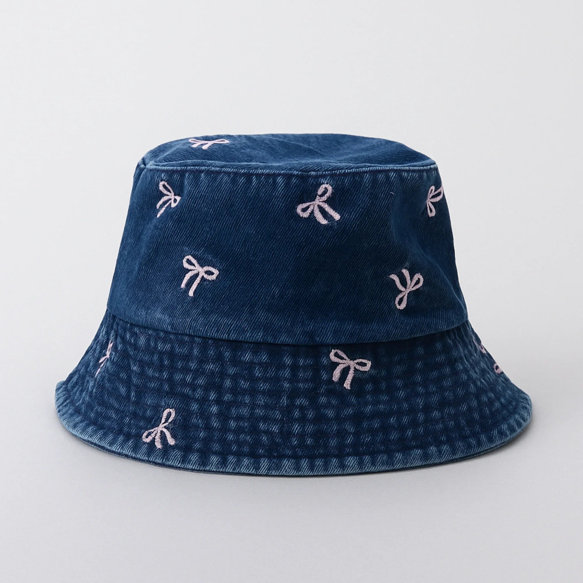 Dark Blue Bucket Hat with Bows