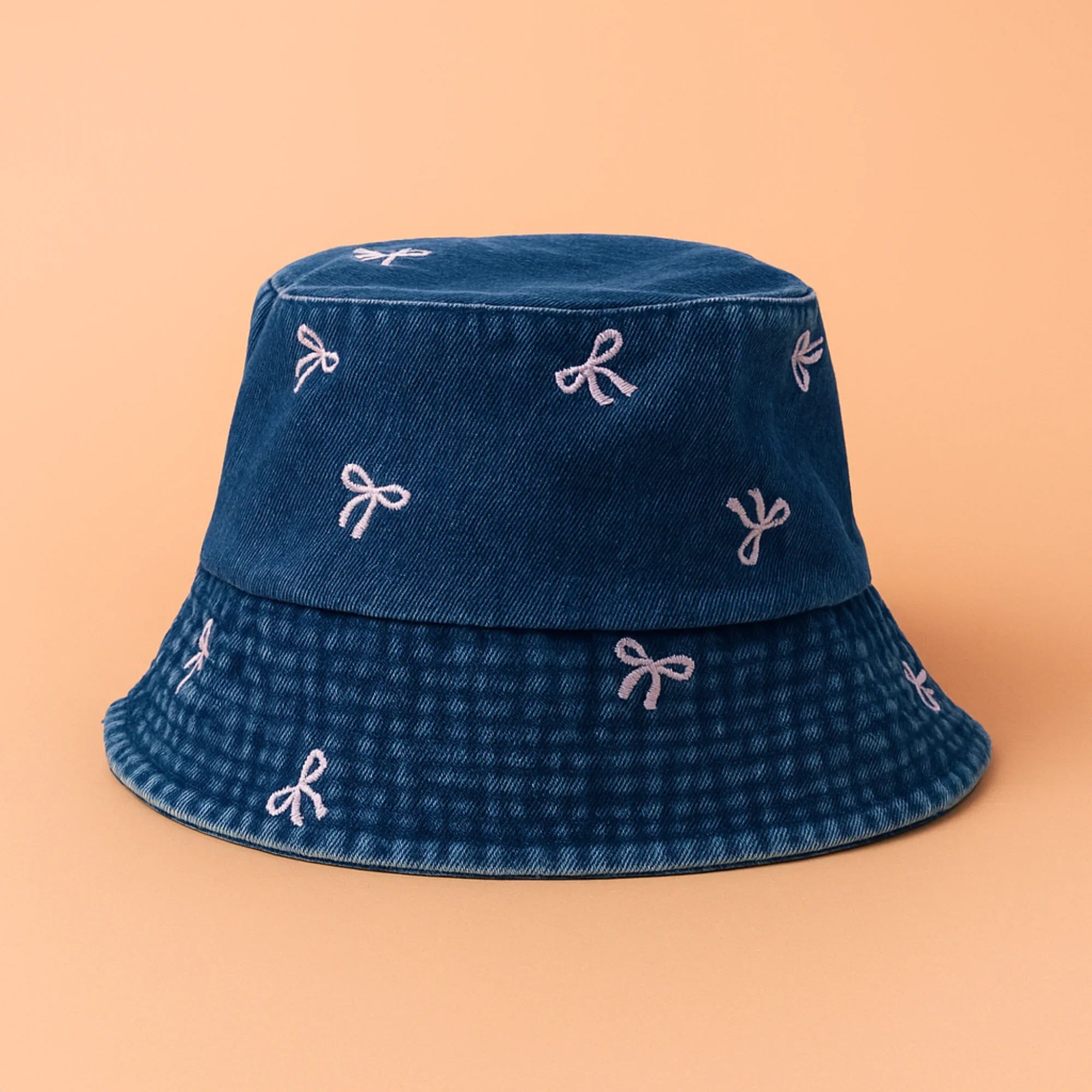 Dark Blue Bucket Hat with Bows
