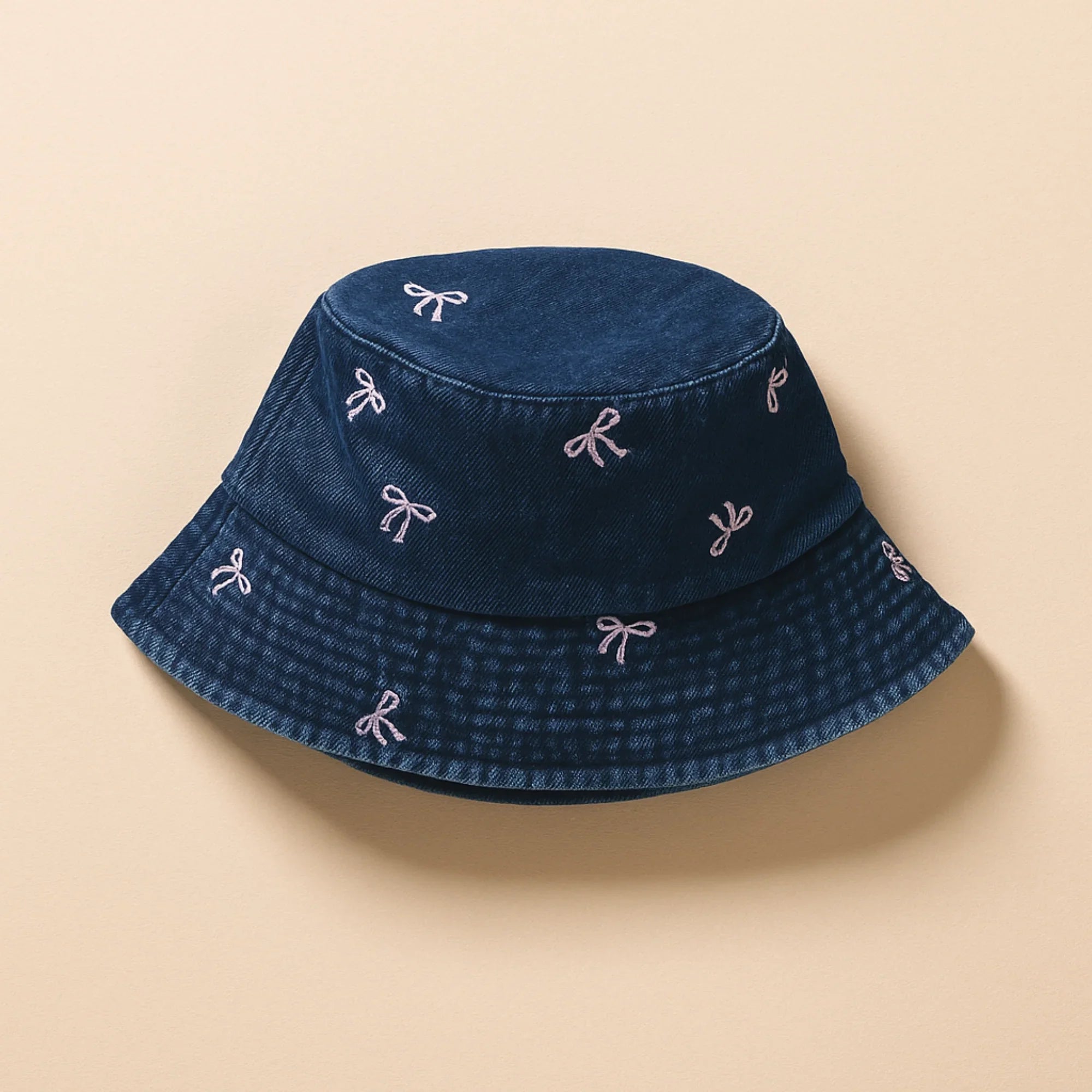 Dark Blue Bucket Hat with Bows