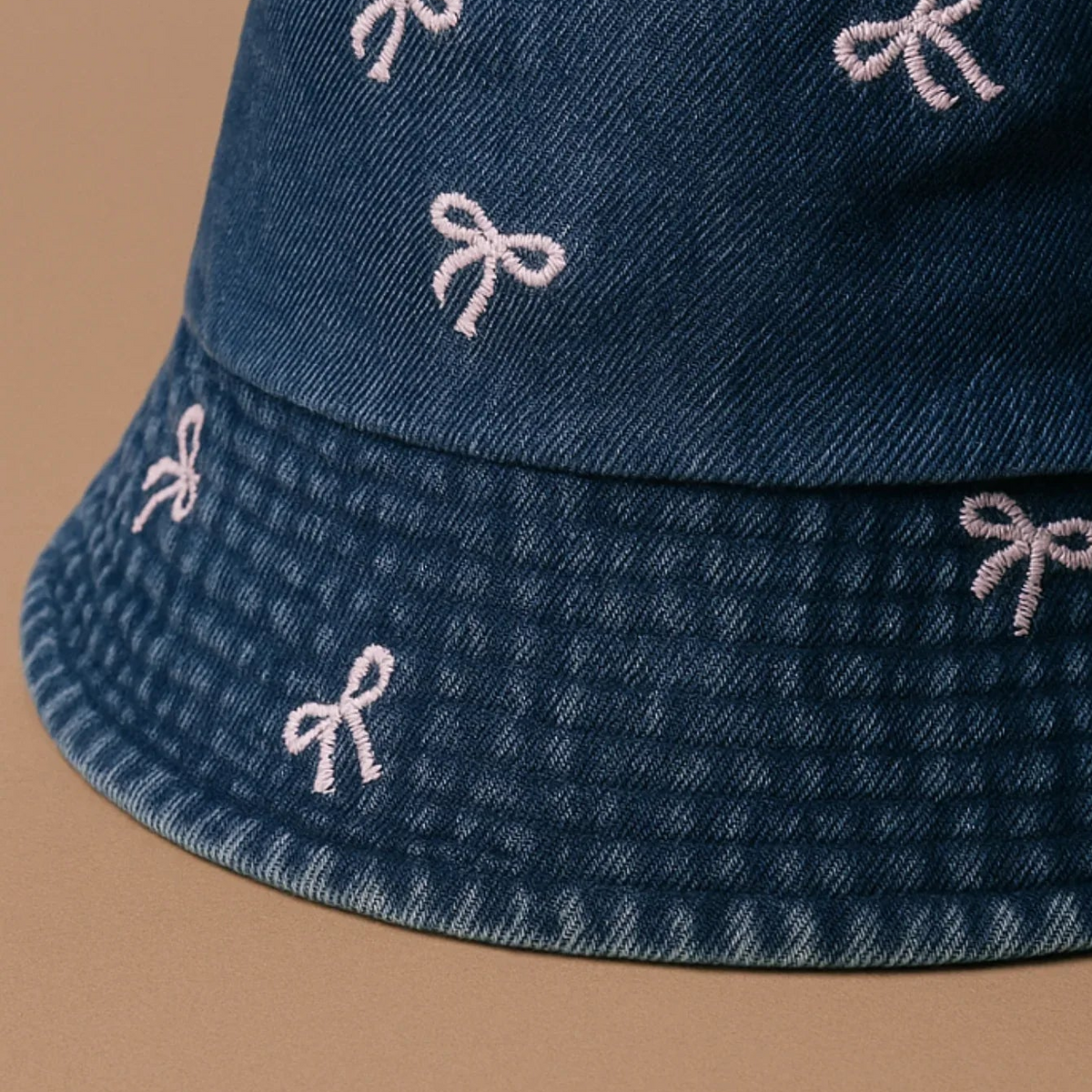 Dark Blue Bucket Hat with Bows