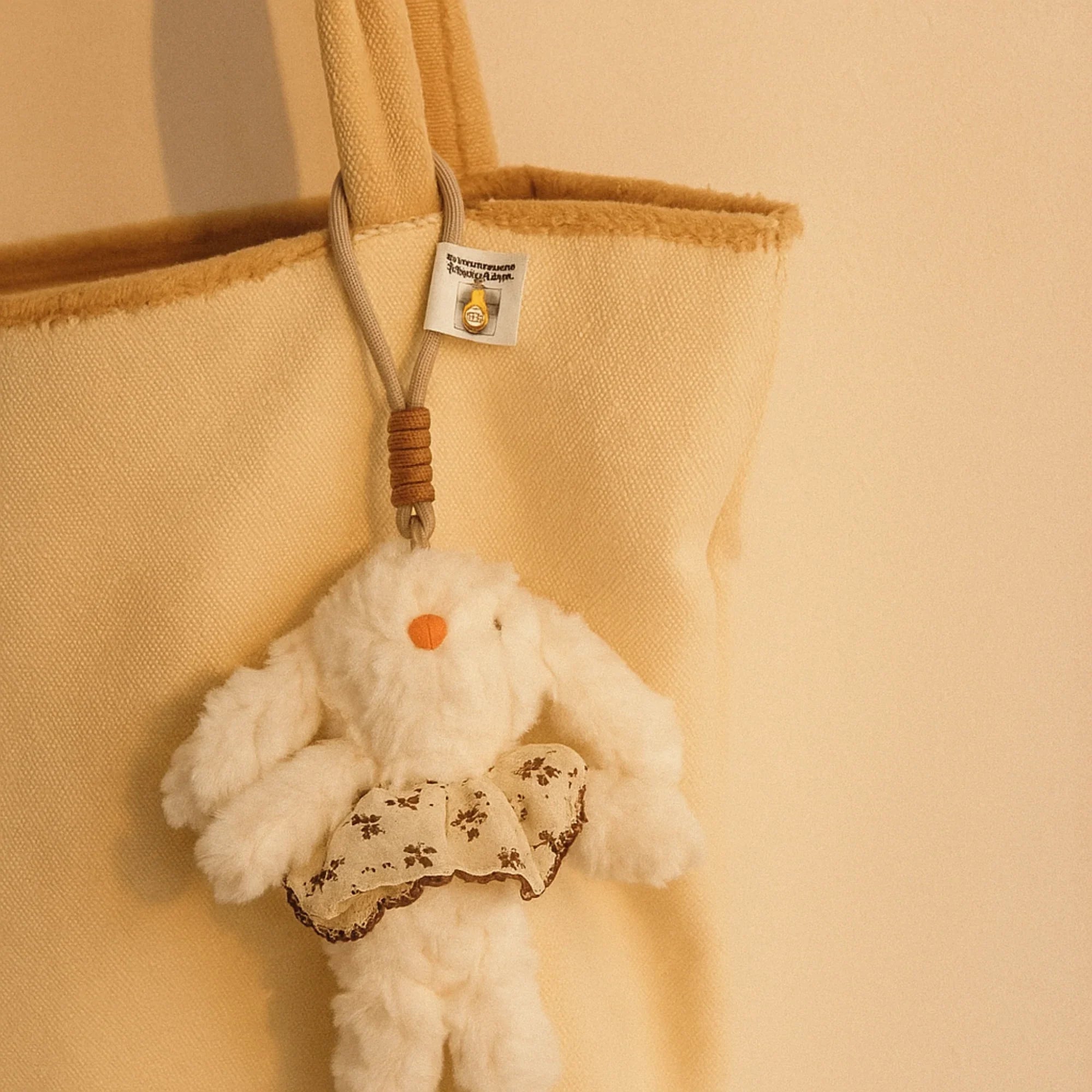 Brown Dress Bunny Plushie Keyring