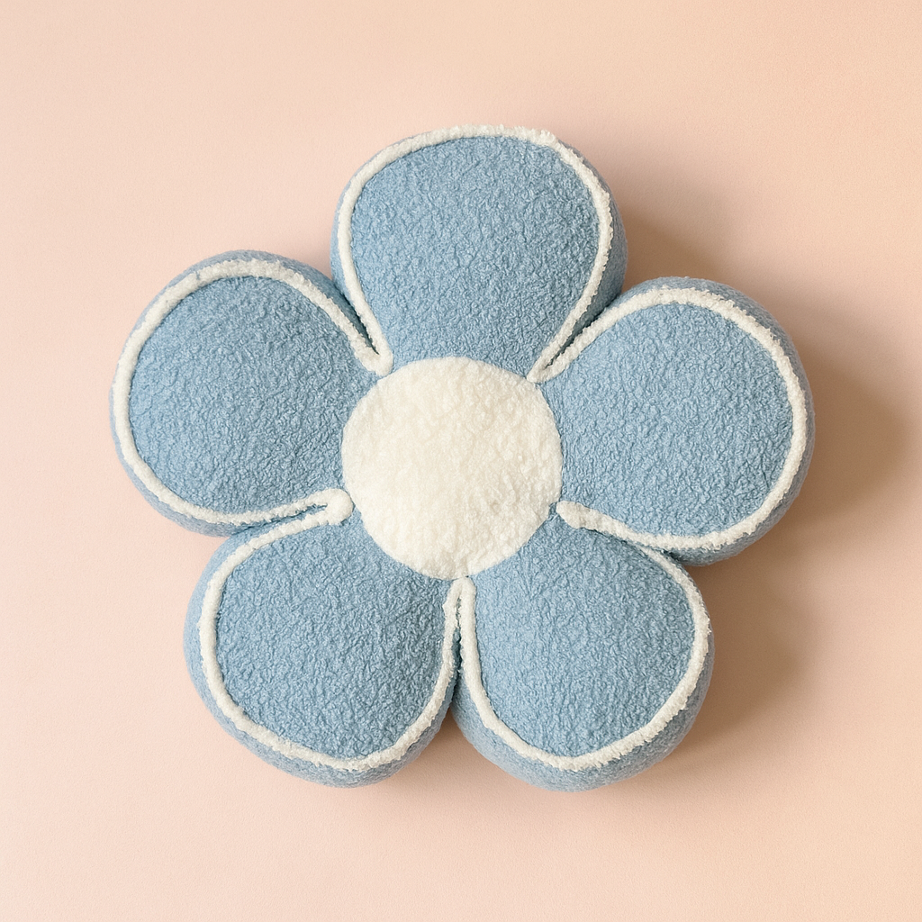 Soft Flower Pillow Blue