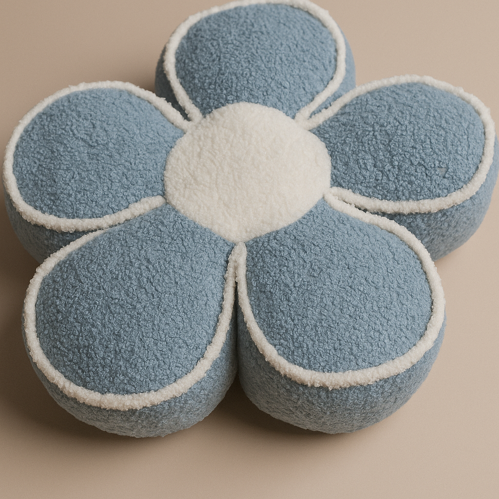 Soft Flower Pillow Blue