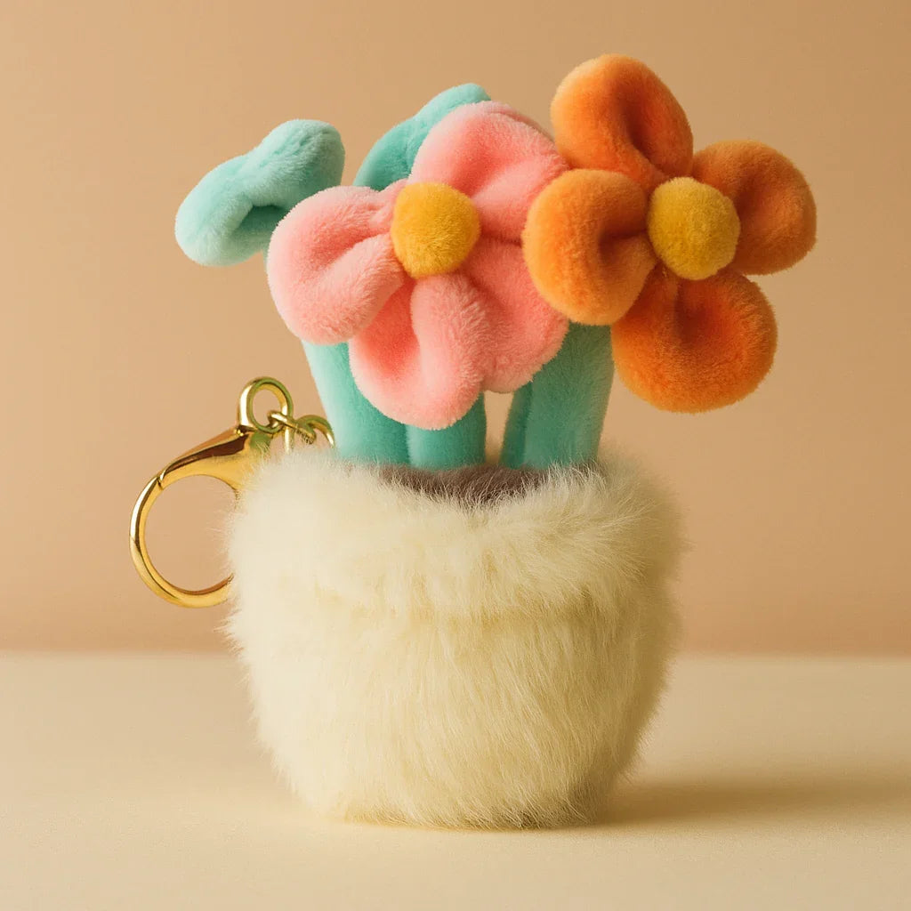 Colorful Daisies Pot Plushie Keyring