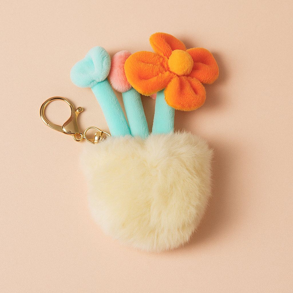 Colorful Daisies Pot Plushie Keyring